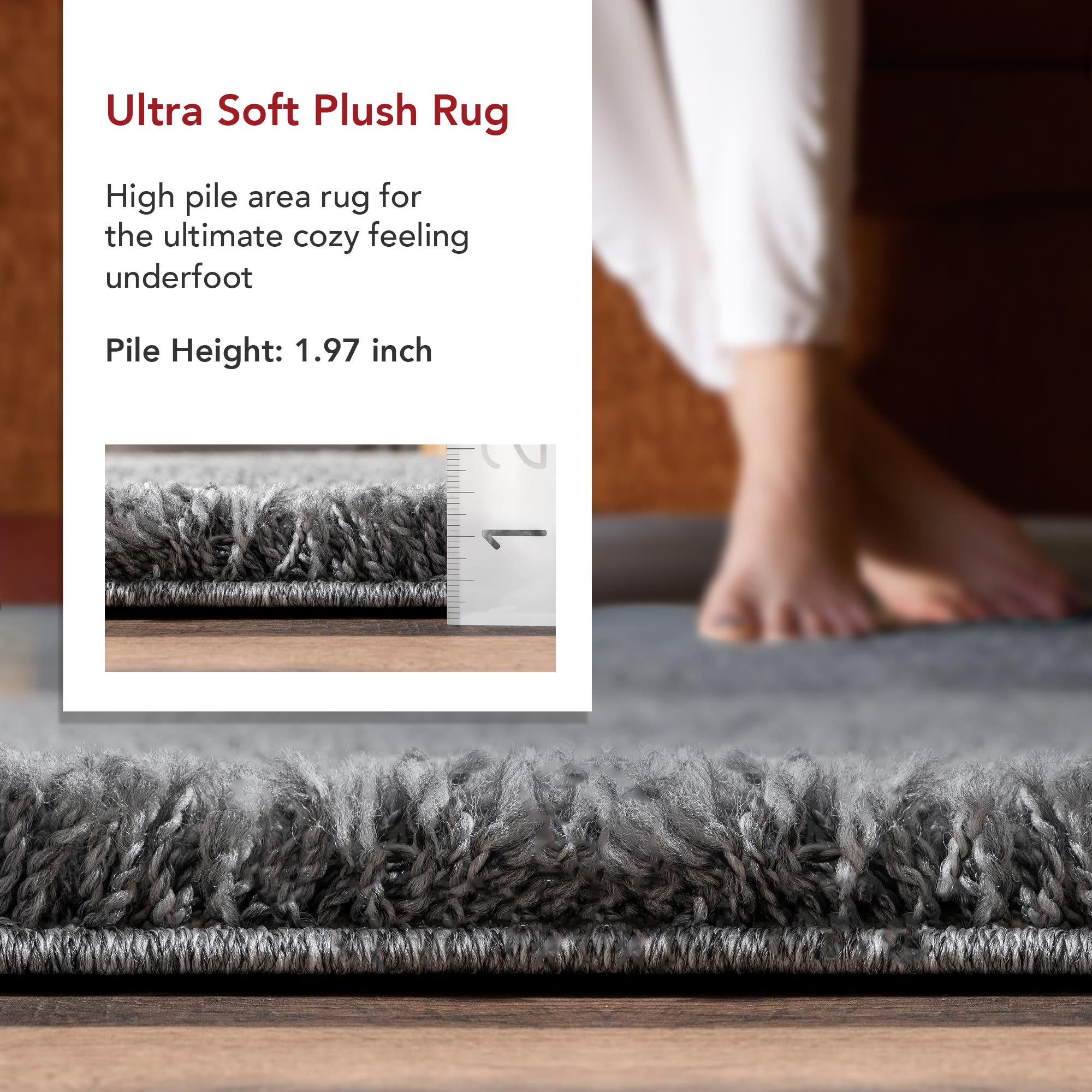 Marleen Plush Shag Gray 10 ft. x 14 ft. Contemporary Living Room/Bedroom/Dining Room Area Rug