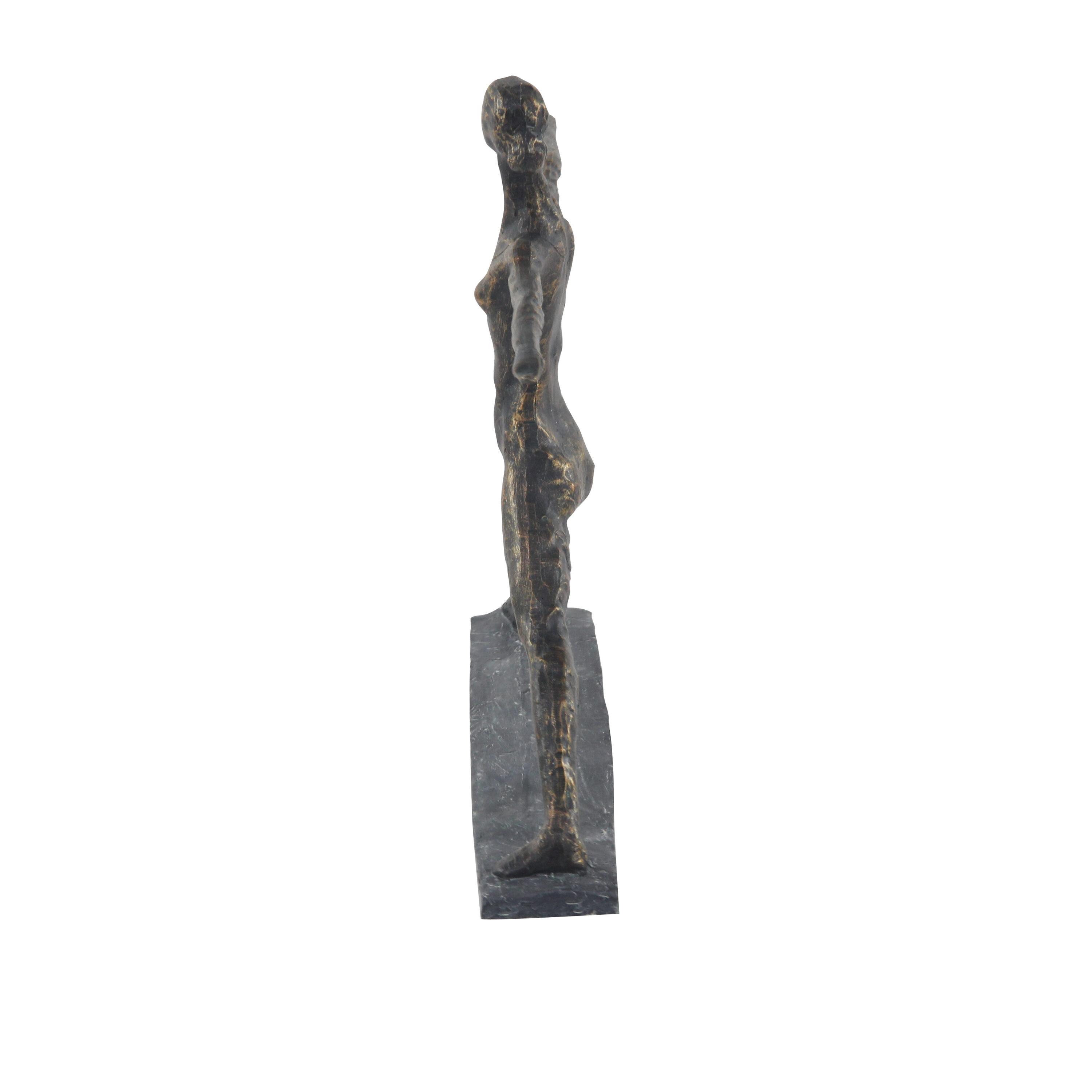 14" x 12" Brass Polystone Yoga Sculpture, by DecMode