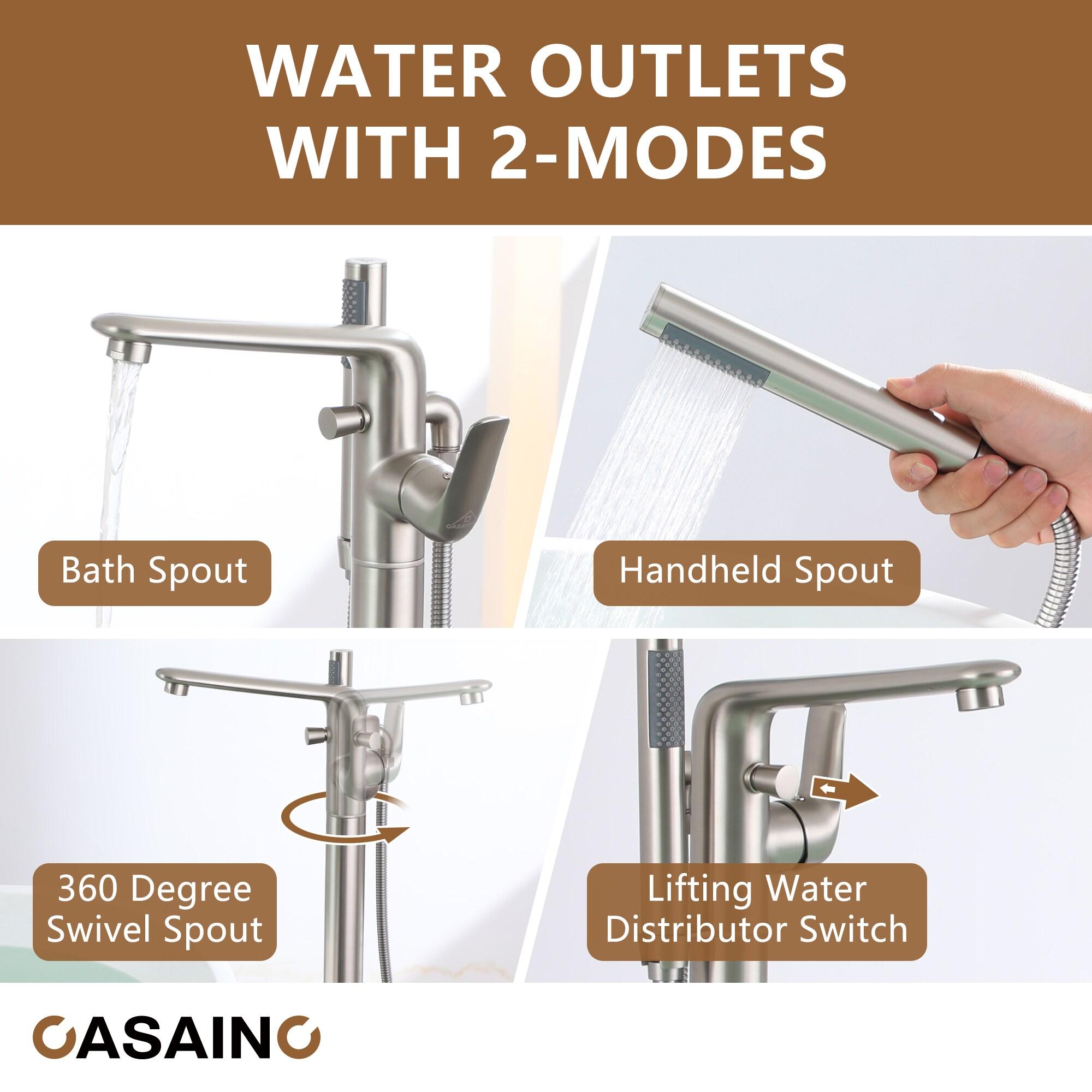 CASAINC KCLT0054-BN Single Handle Freestanding Bathtub Faucet with Diverter and Handshower