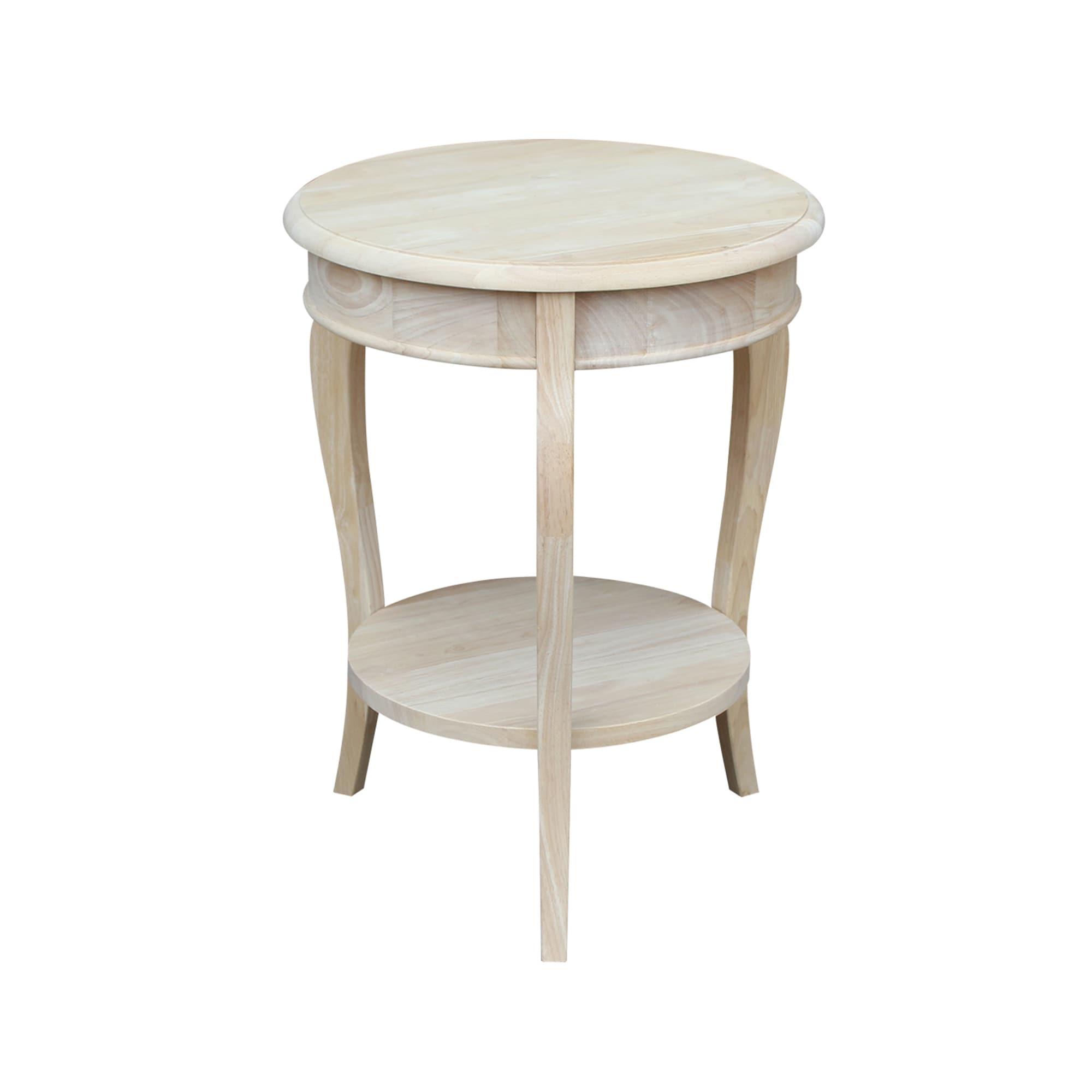 Cambria Solid Wood End Table Unfinished - International Concepts: Transitional Farmhouse Accent, Spot Clean