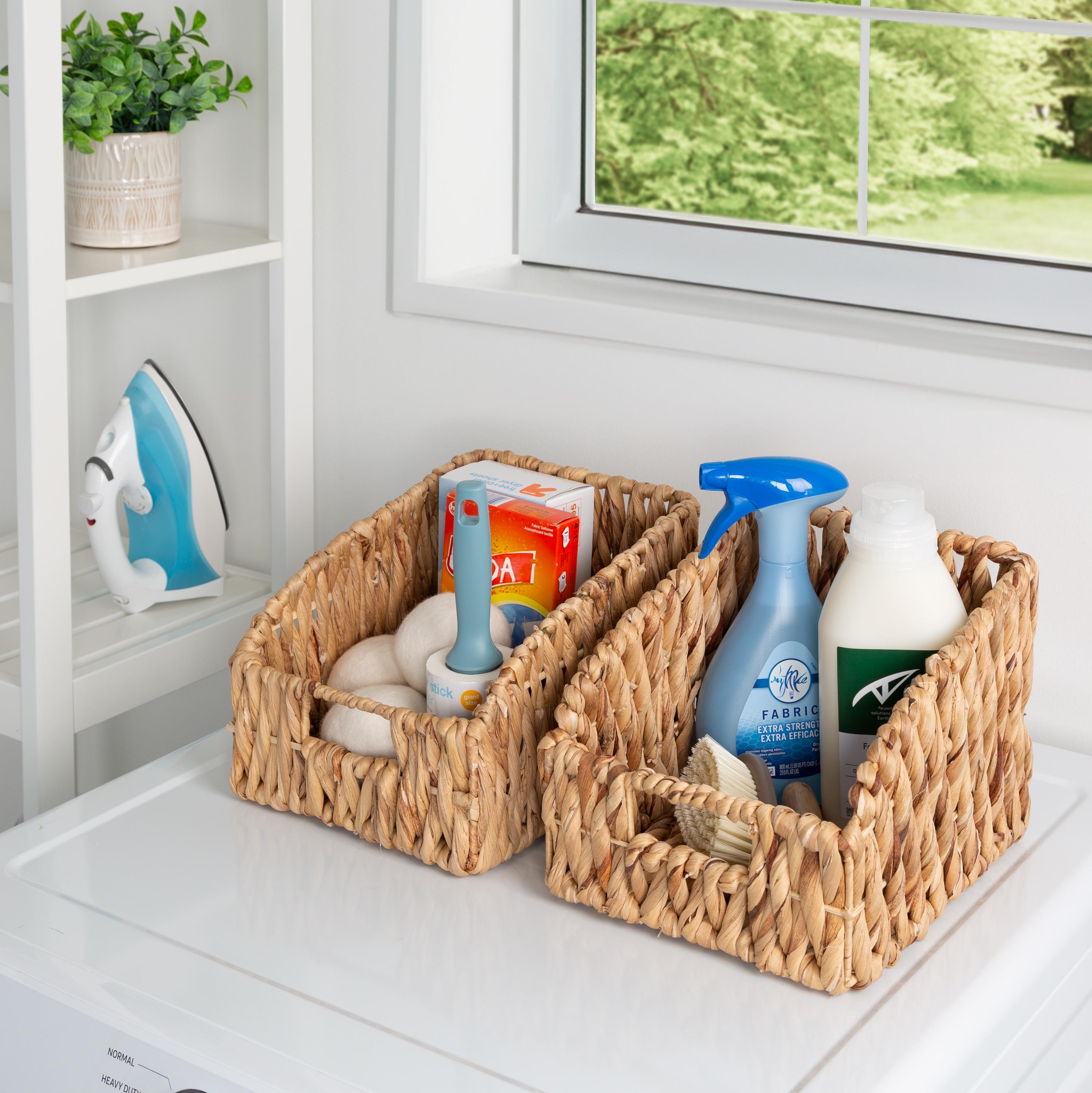 Honey-Can-Do Set of 2 Wicker Rectangle Open Storage Baskets, Natural