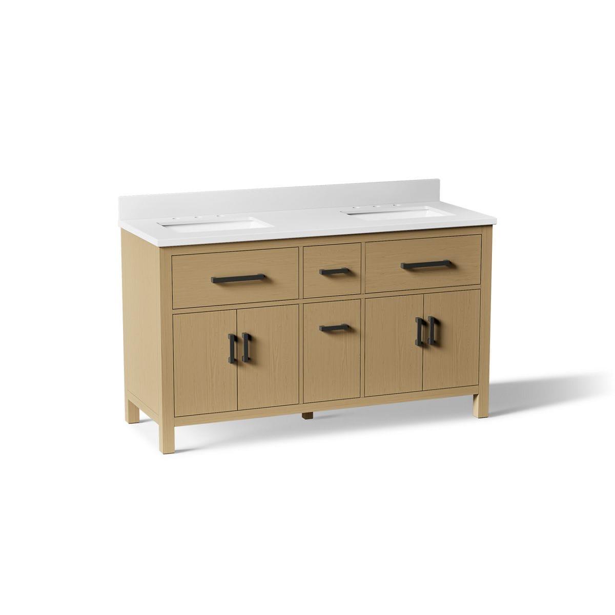 Kresla 60 In. Bathroom Vanity Cabinet With Sinks And Quartz Top