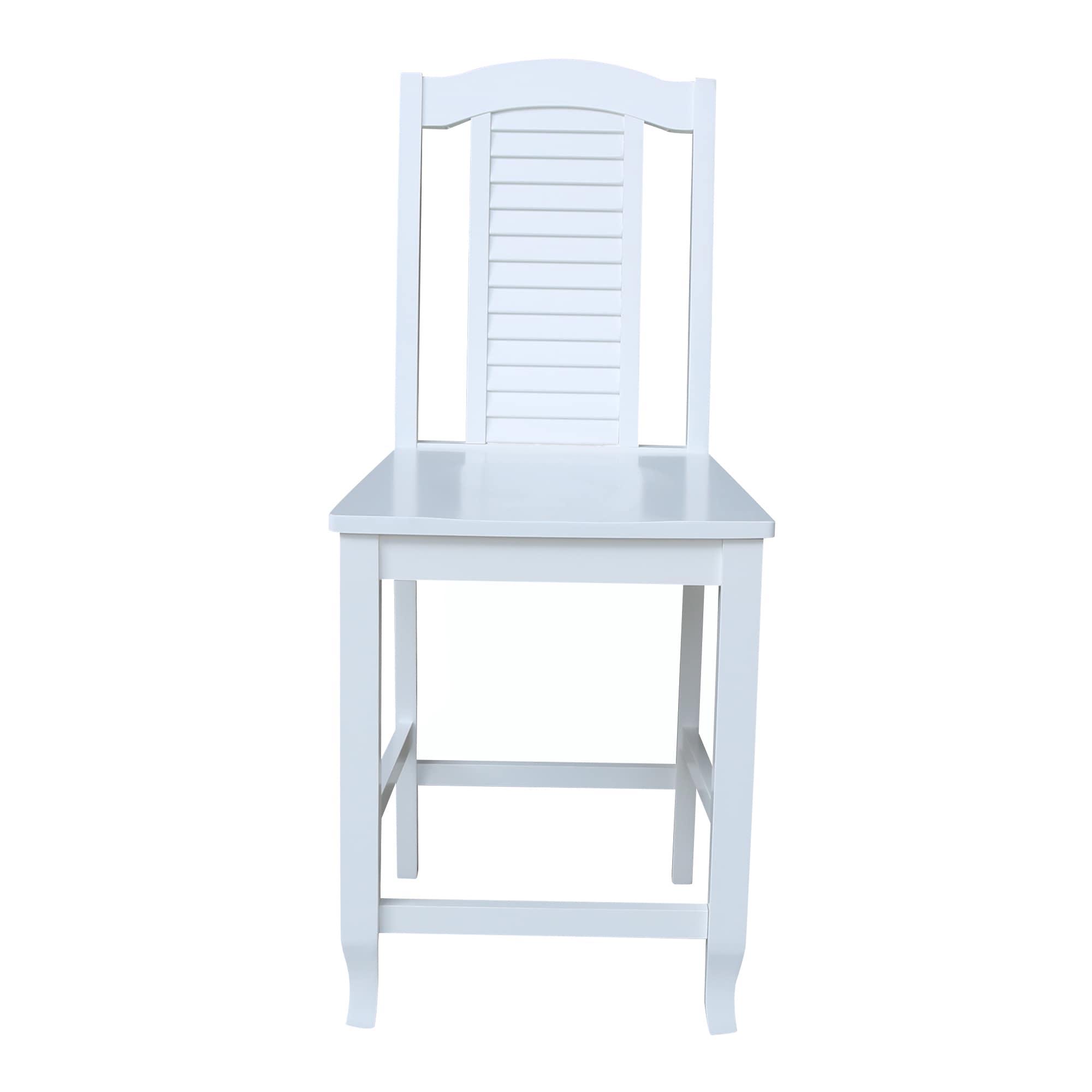 International Concepts Seaside Solid Wood Counter Height Stool, White