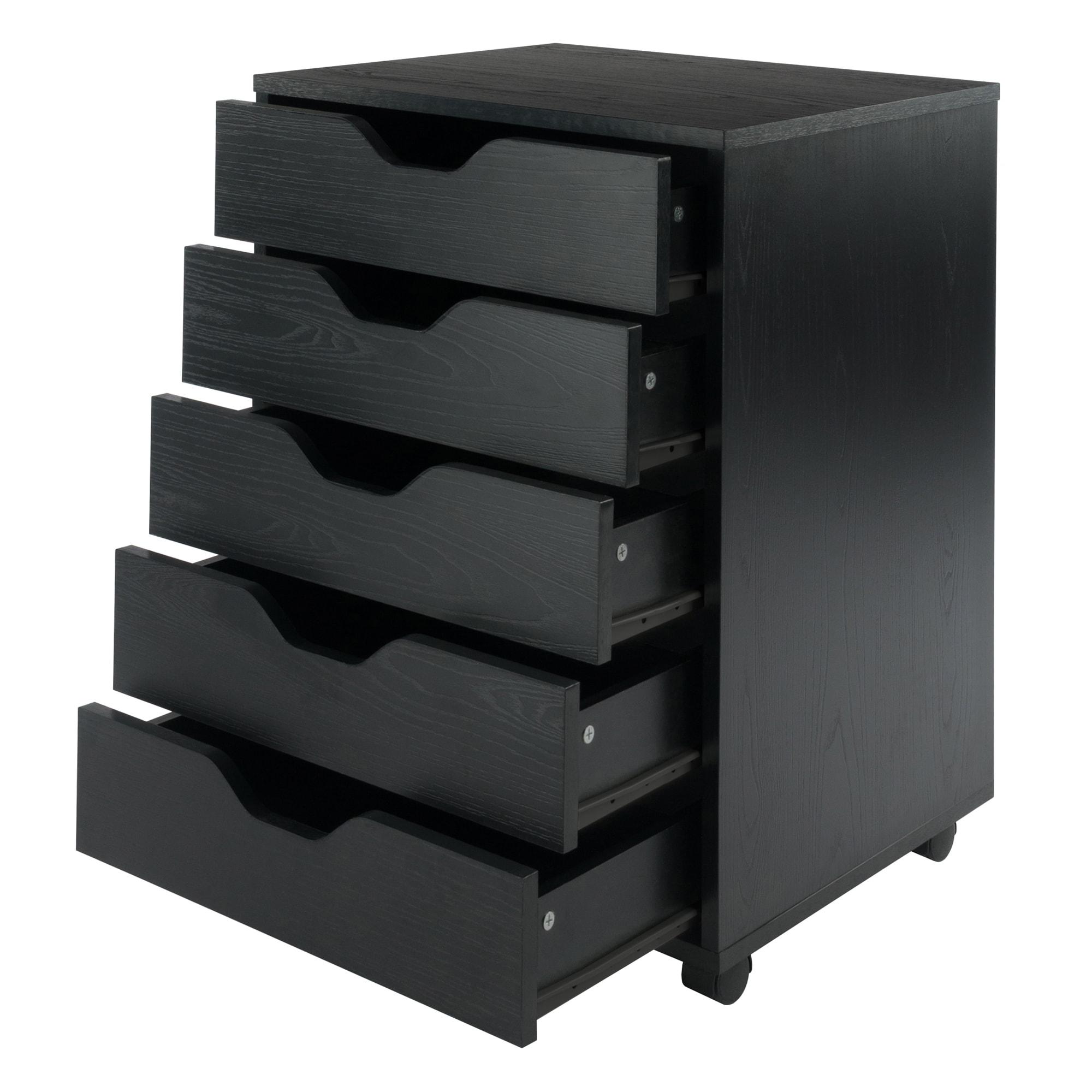 Halifax 5 Drawer Cabinet with Casters Black - Winsome