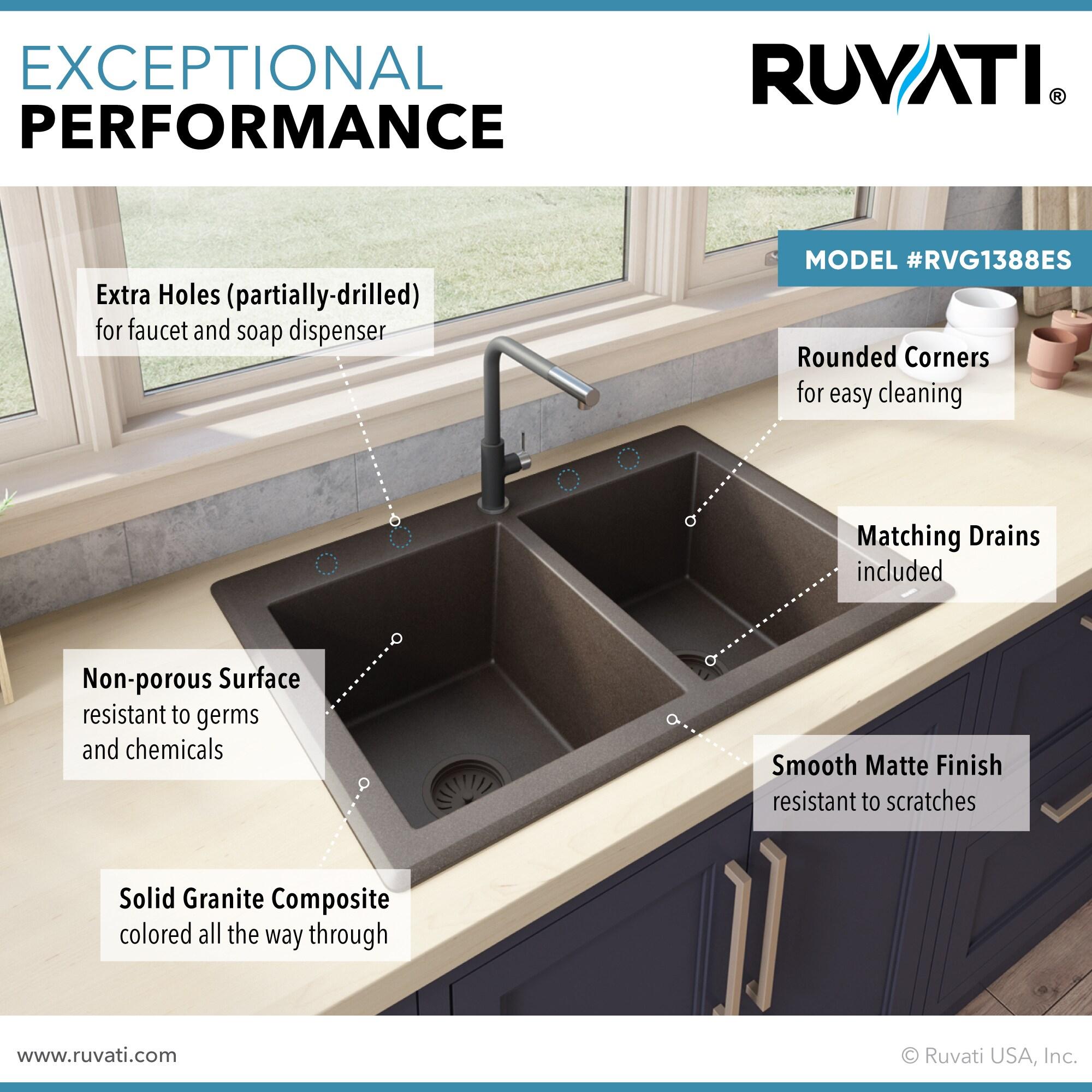 Ruvati 33 x 22 inch epiGranite Top-Mount Granite Composite Kitchen Sink