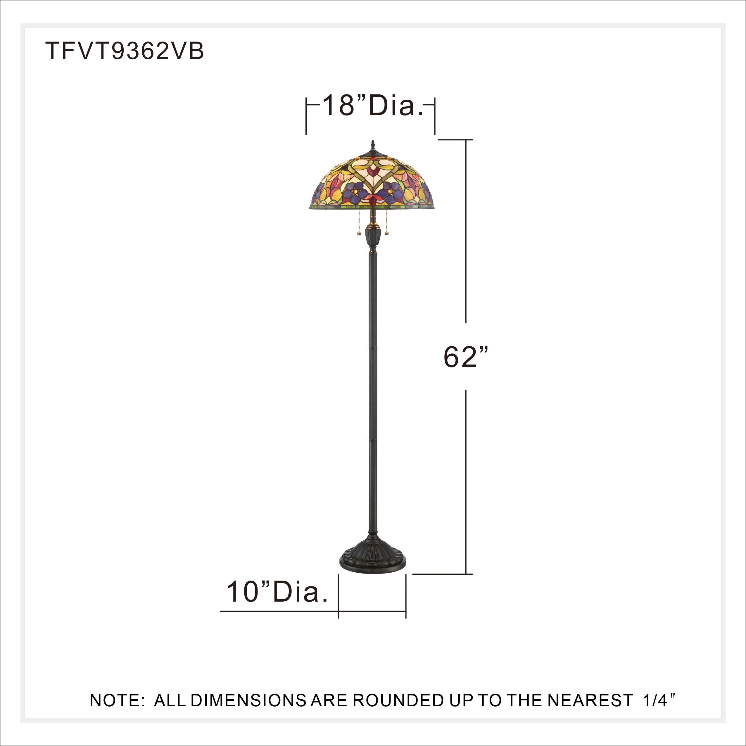 Vintage Bronze Stained Glass 62" Tiffany Floor Lamp