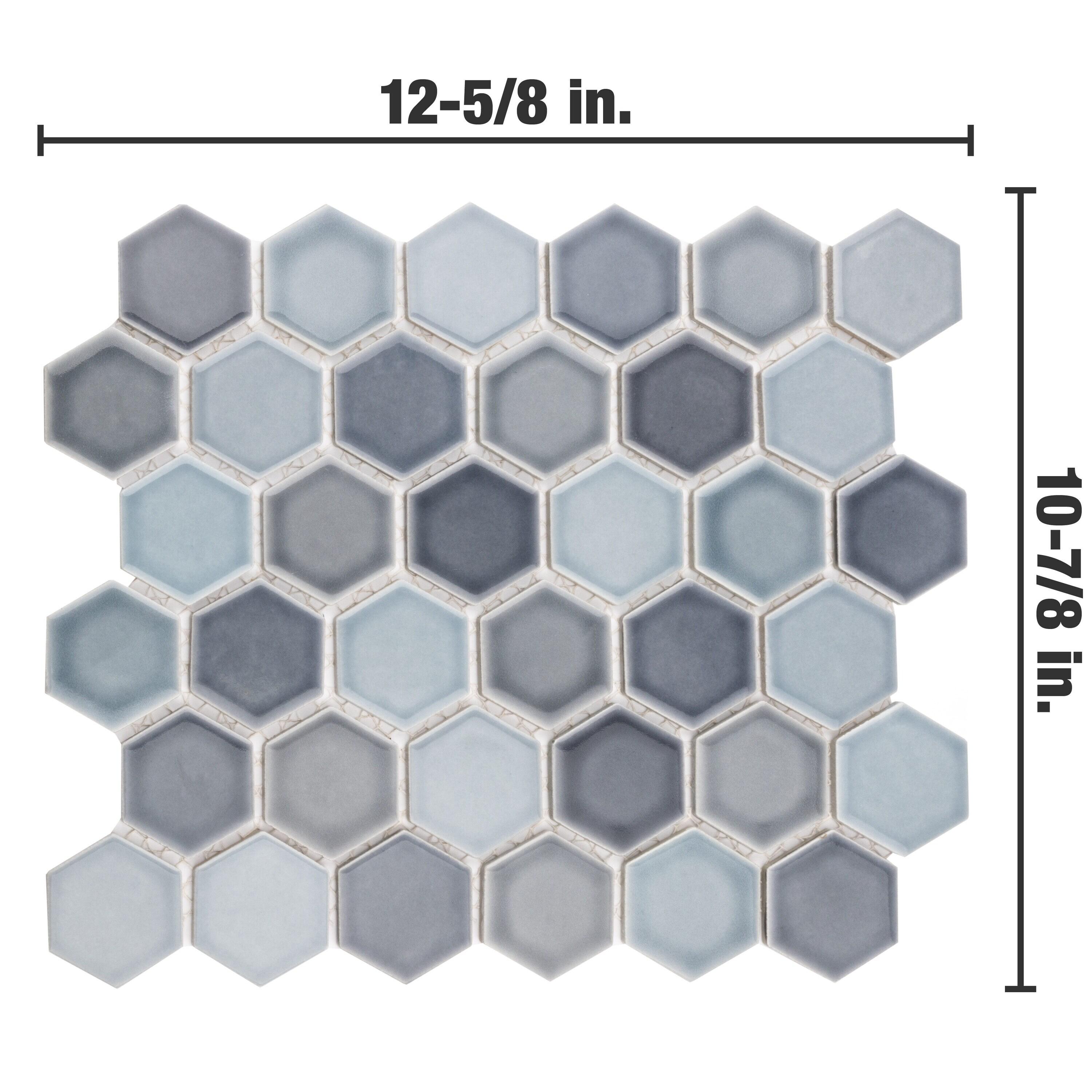 Merola Tile Hudson Due 2" Hex 10-7/8 " x 12-5/8 " Porcelain Mosaic Floor and Wall Tile