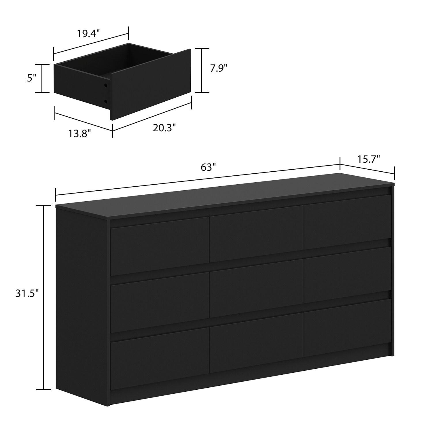 FAMAPY Chest of Drawers Dresser No Handles, 6 Drawer Dresser with Wide Storage, Modern Contemporary 6-Drawer Chest, for Bedroom Black (59”W x 15.7”D x 32.3”H)