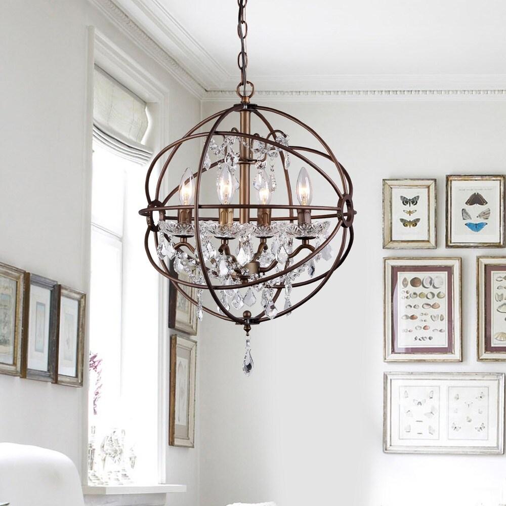 Warehouse of Tiffany Edwards Antique Bronze 16-inch 4-light Crystal Chandelier