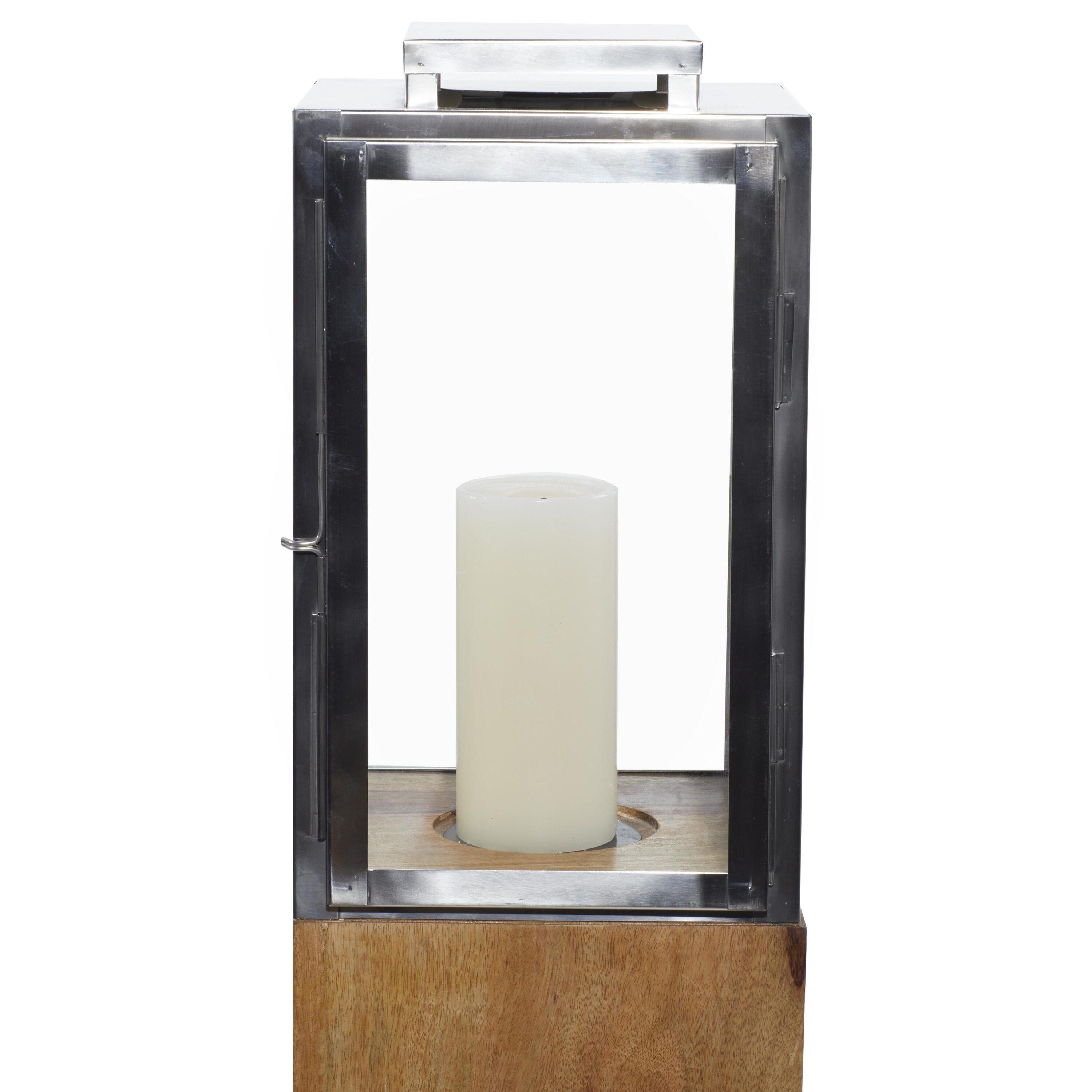 Loon Peak® Mango Wood Handmade Decorative Indoor Outdoor Brown Candle Lantern