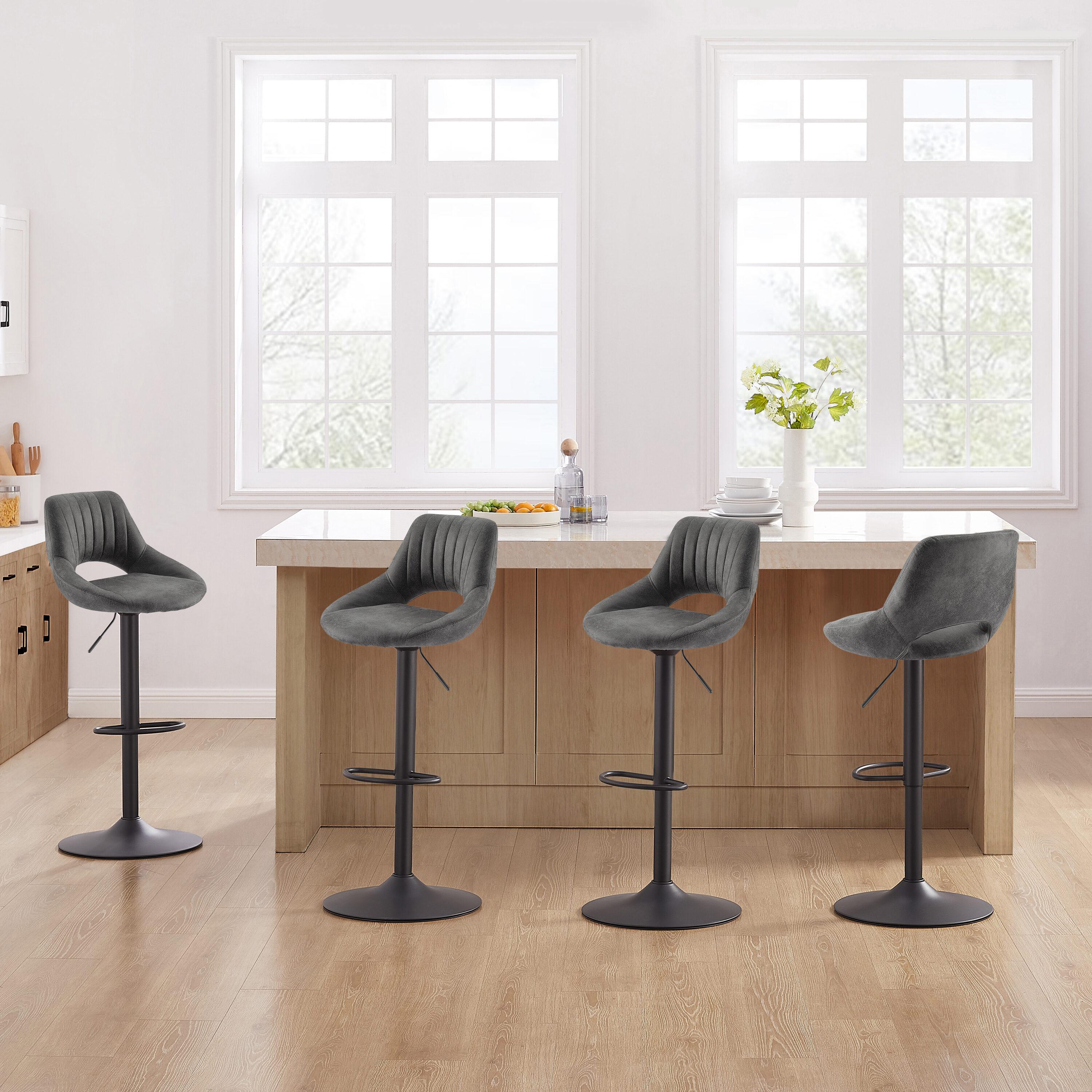 17 Stories Jaiven Swivel Upholstered Adjustable Height Counter Stool with Metal Frame (Set of 2)