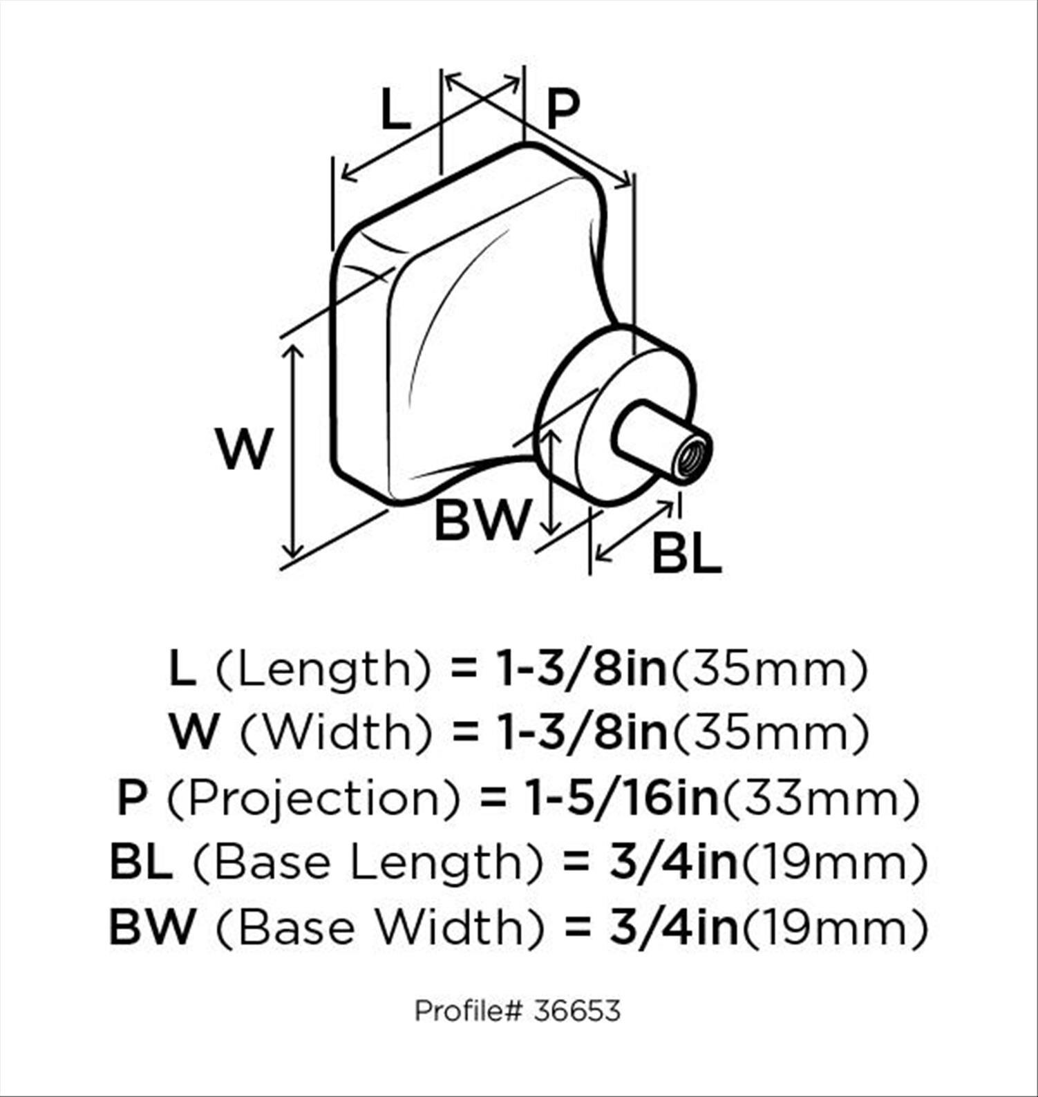 Glacio 1 3/8" Length Square Knob