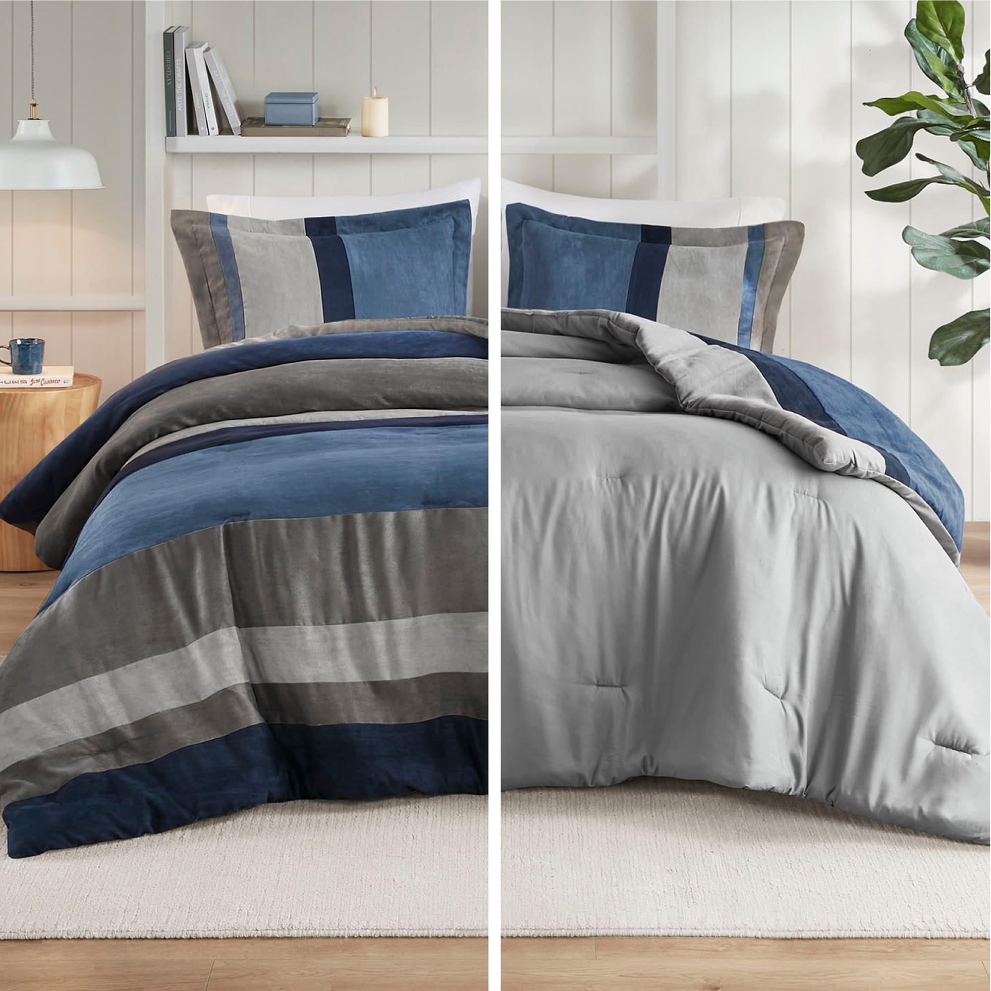 Luxe Quilted Comforter Set Modern Transitional Design, All Season Down Alternative Warm Bedding Matching Shams, Bedskirt, Decorative Pillow,Cal King