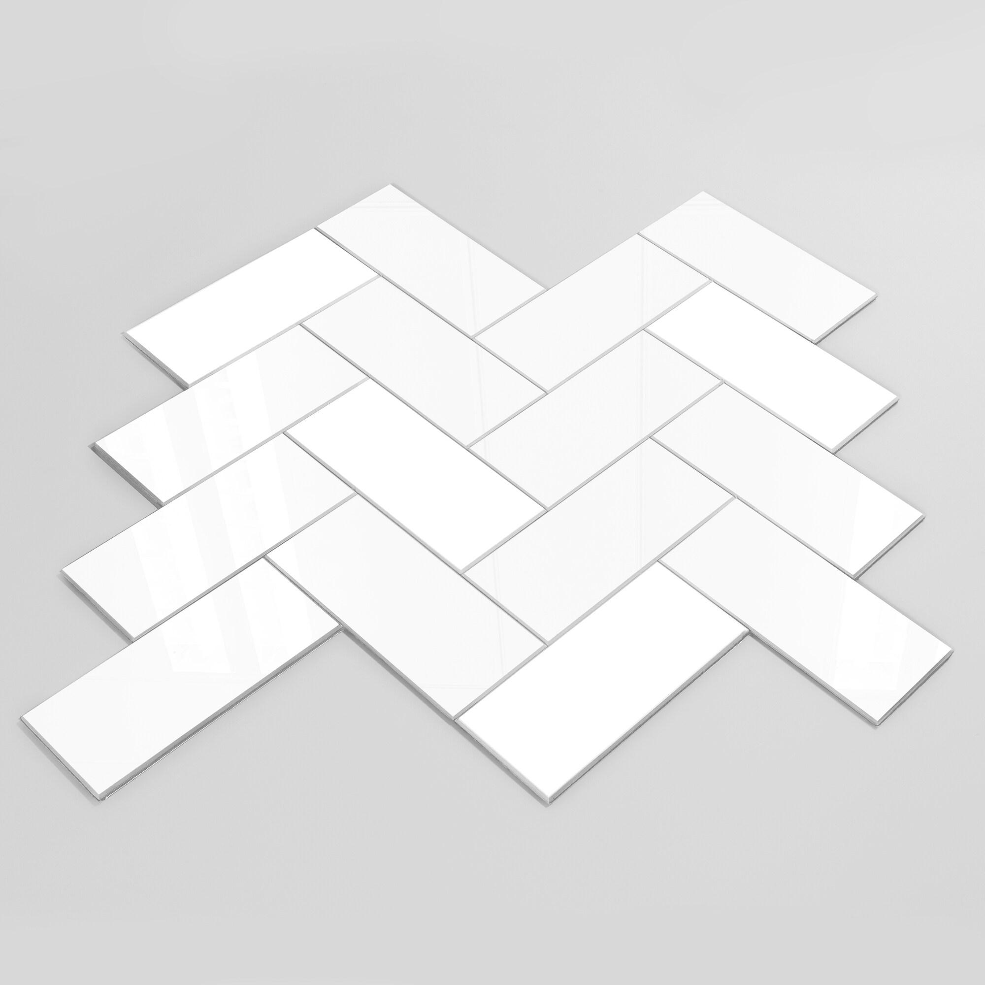 LuxySplash Drita 12-in x 18-in Ultra-Glossy Stone Composite Peel and Stick Wall Tile (3-sq. ft/ Carton)