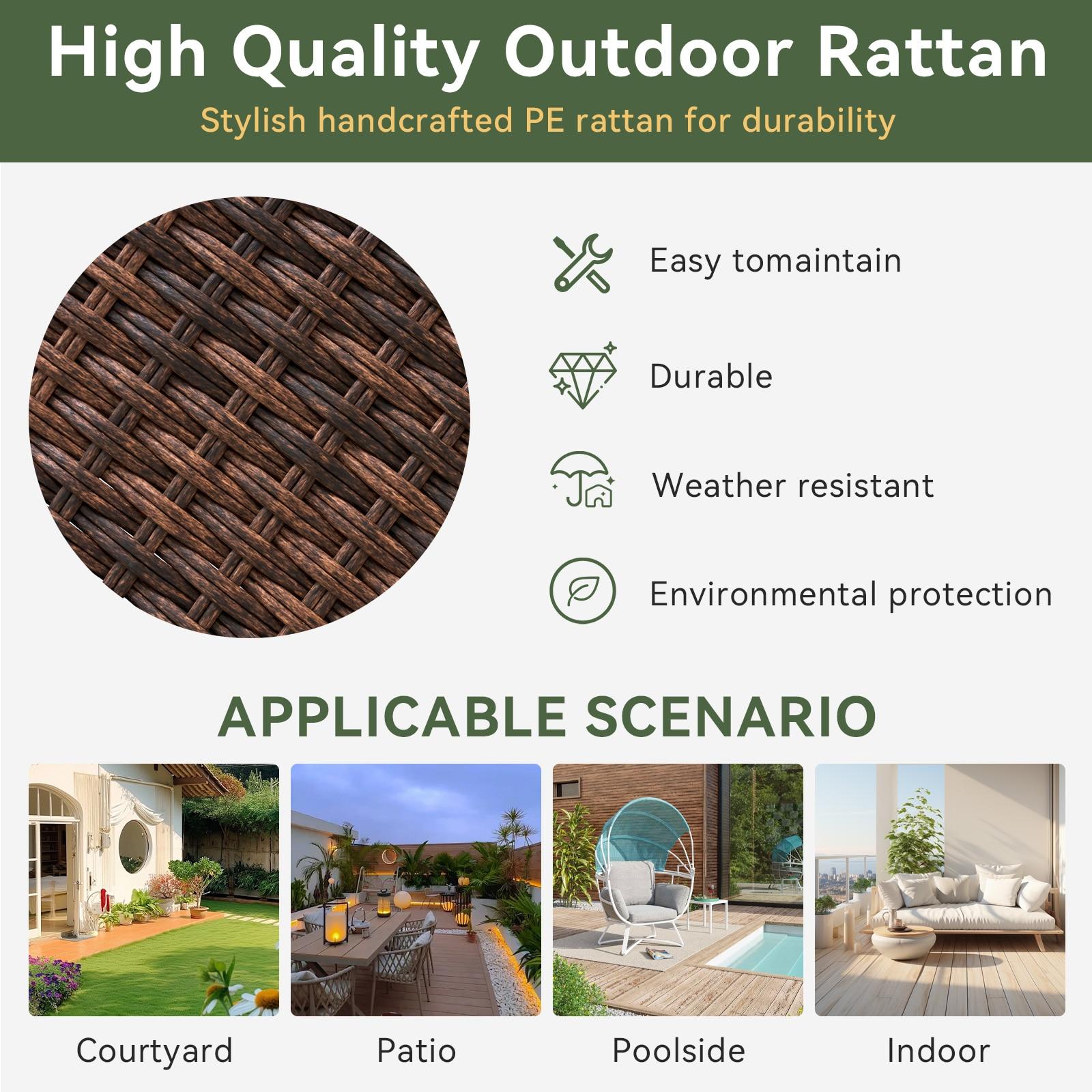 MRUAKA 3 Pieces Patio Furniture Set, Outdoor Swivel Gliders Rocker, Wicker Patio Bistro Set with Rattan Rocking Chair, Glass Top Side Table and Thickened Cushions for Porch Deck Backyard(Red)