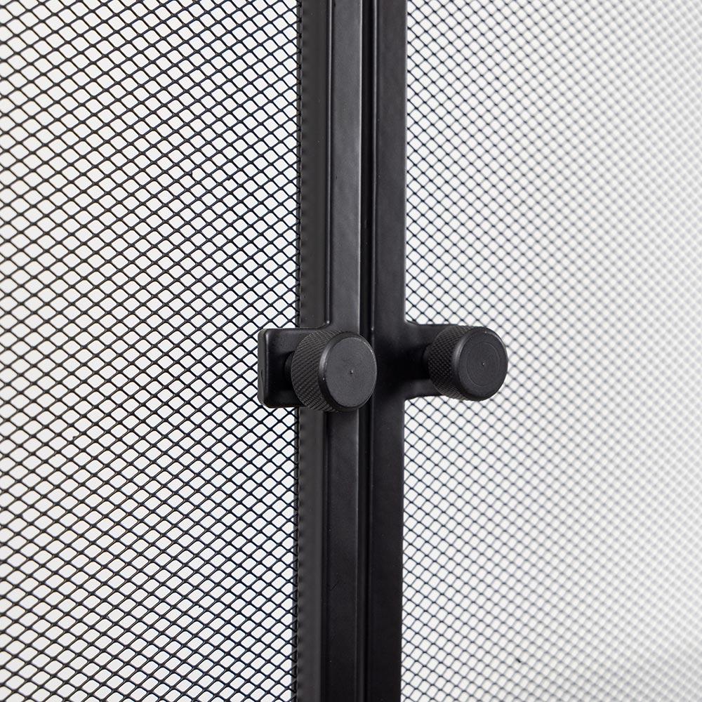 Kern River Mesh Trifold Fireplace Screen with 4 Piece Tool Set in Black