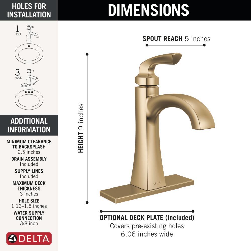 Arvo Single Hole Bathroom Faucet with Drain Assembly, Single Handle Bathroom Sink Faucet