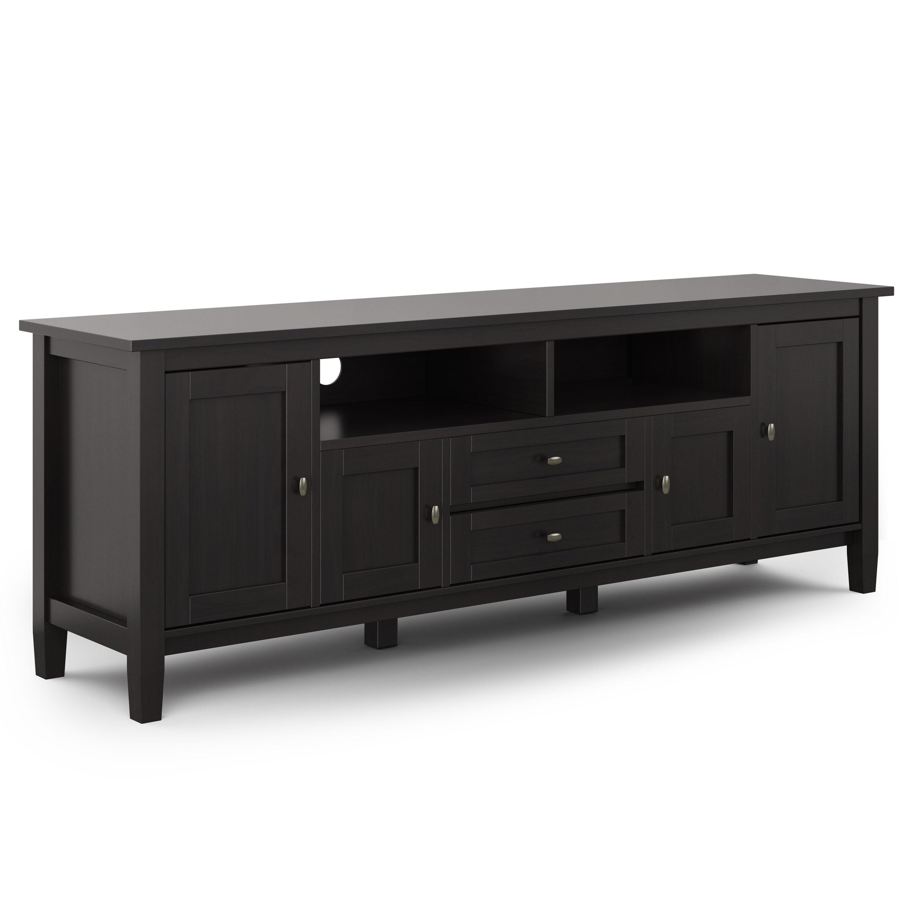 Simpli Home Warm Shaker 72"W Solid Wood TV Stand for TVs up to 80" with 4 Storage Cabinets and 2 Drawers