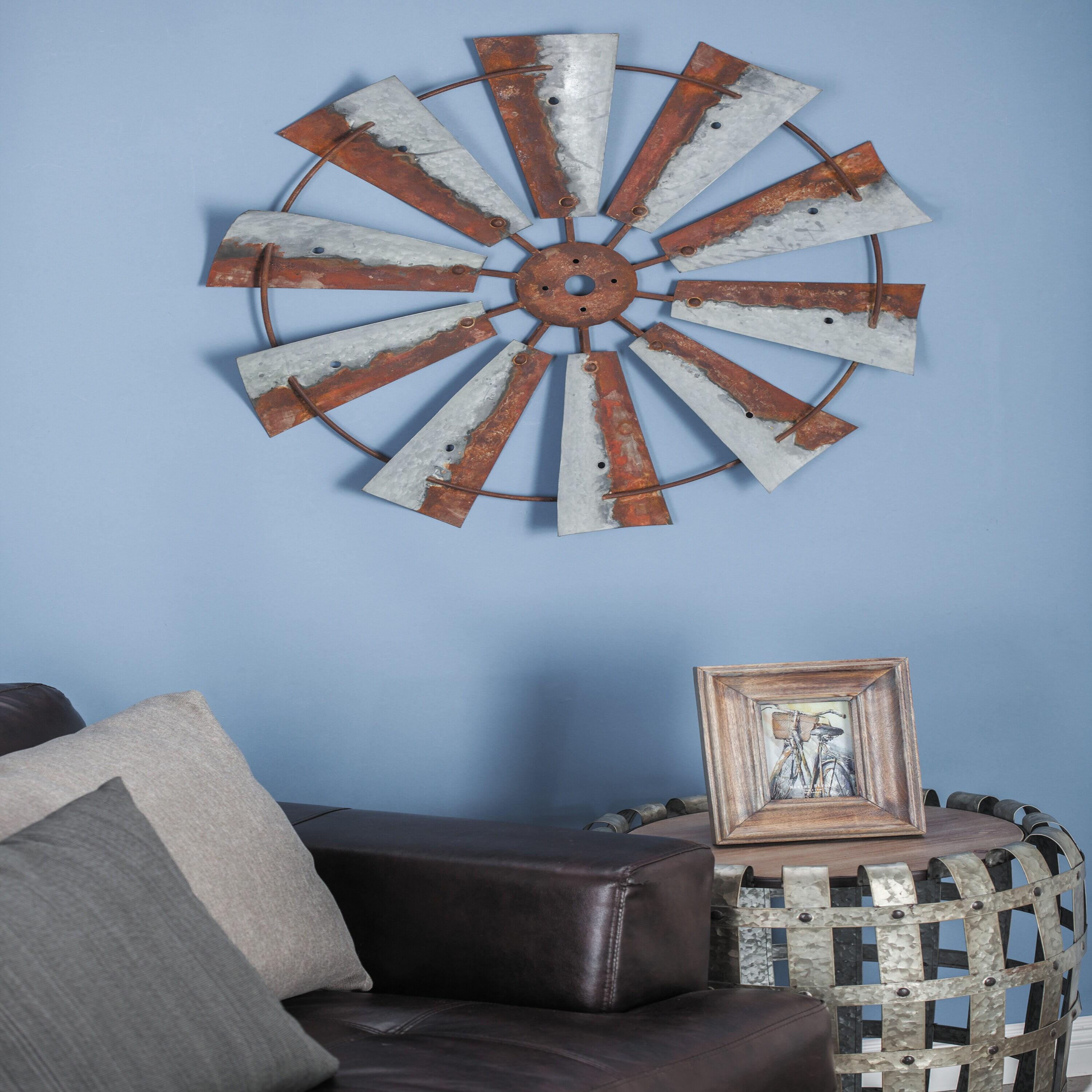 Millwood Pines Metal Indoor Outdoor Windmill Brown Wall Decor