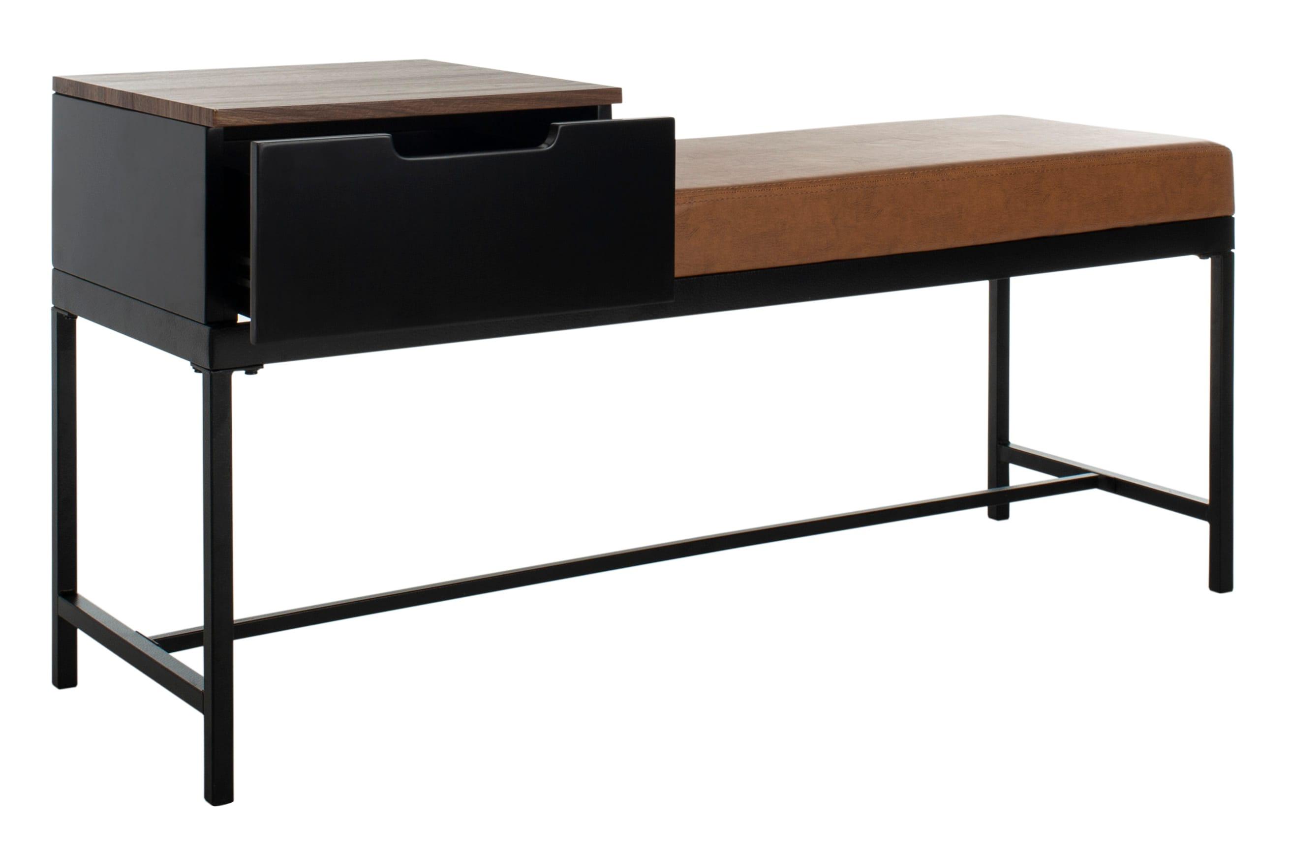 Maruka Bench with Storage - Brown/Brown - Safavieh