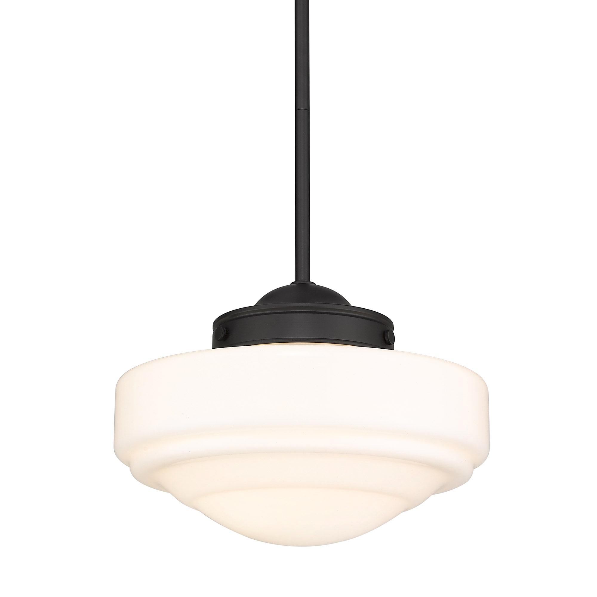 Golden Lighting Ingalls 1-Light Pendant in Matte Black with Vintage Milk Glass