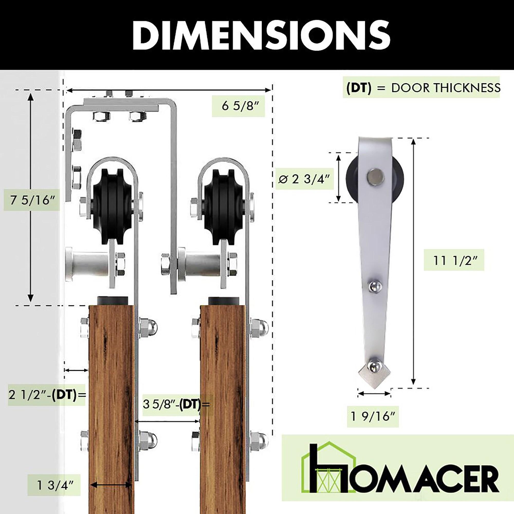Homacer Brushed Nickel Double Track U-Shape Bypass Sliding Barn Door Hardware Kit, for Two/Double Doors, 6.6ft Long Flat Track, Arrow Design Roller, Heavy Duty, for Interior & Exterior Use