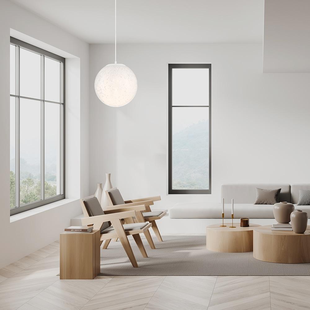 Matte White Globe Pendant Light with Frosted Glass Shade