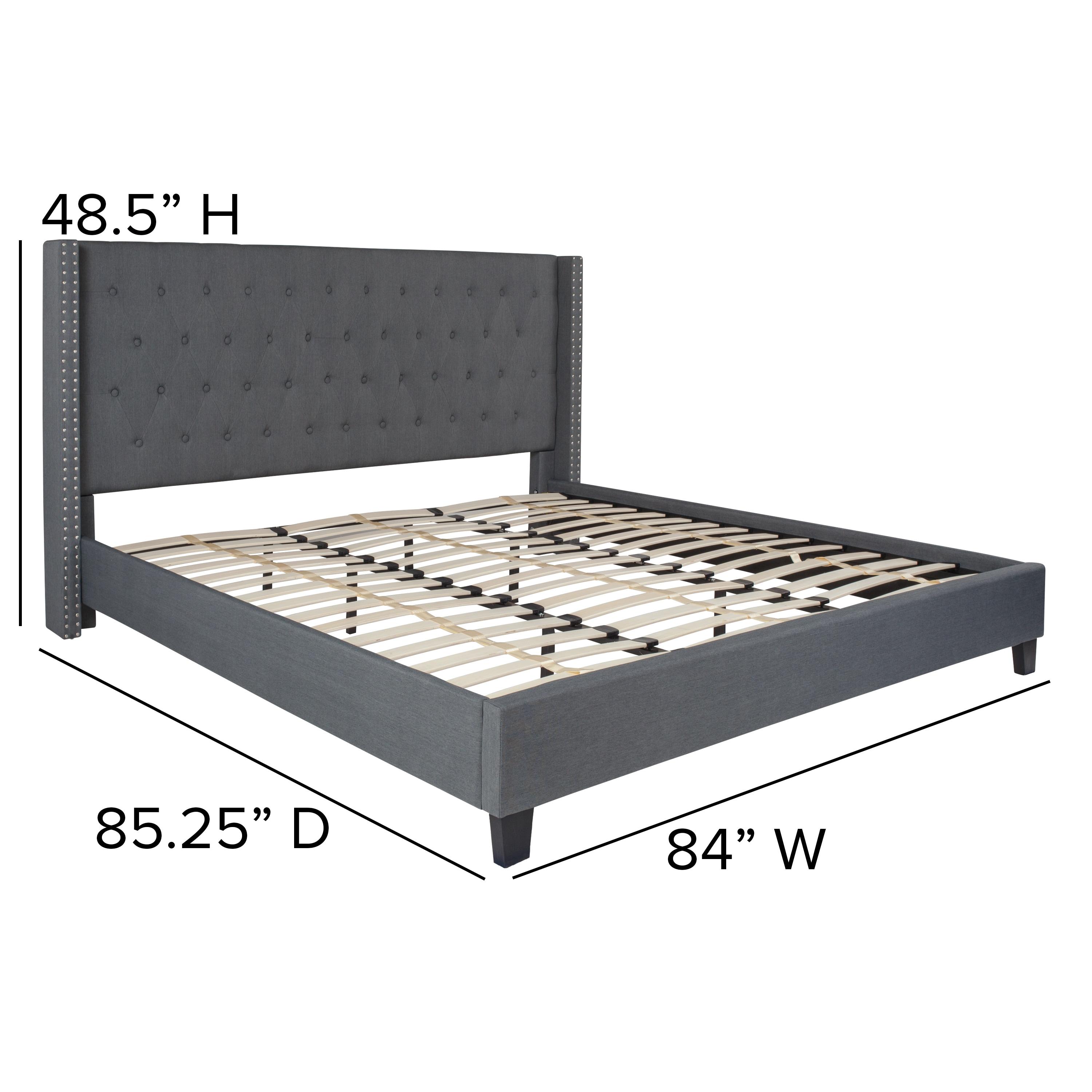 Flash Furniture Riverdale King Size Tufted Upholstered Platform Bed in Dark Gray Fabric