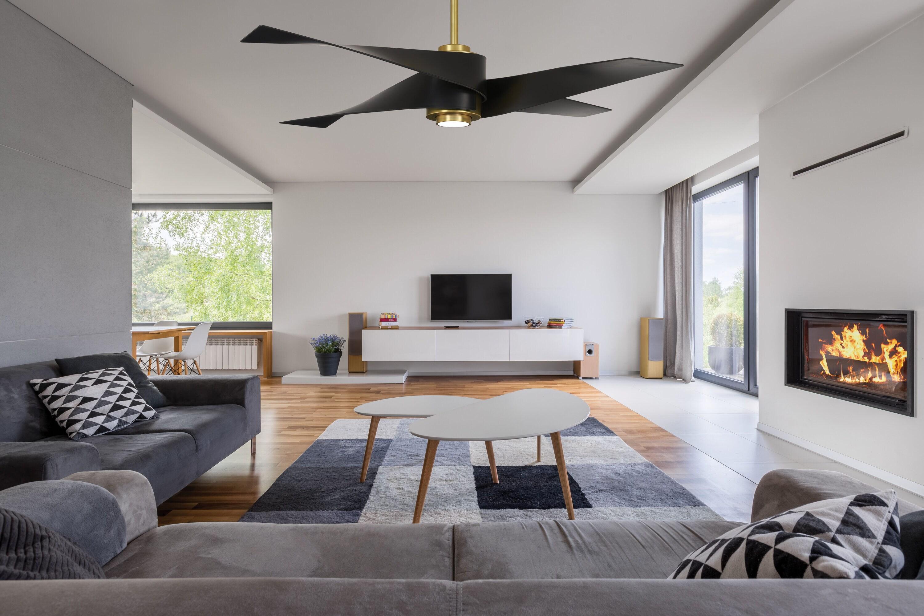64" Minka Aire Modern Indoor Ceiling Fan with LED Light Remote Control Soft Brass Matte Black for Living Room Kitchen Bedroom Home