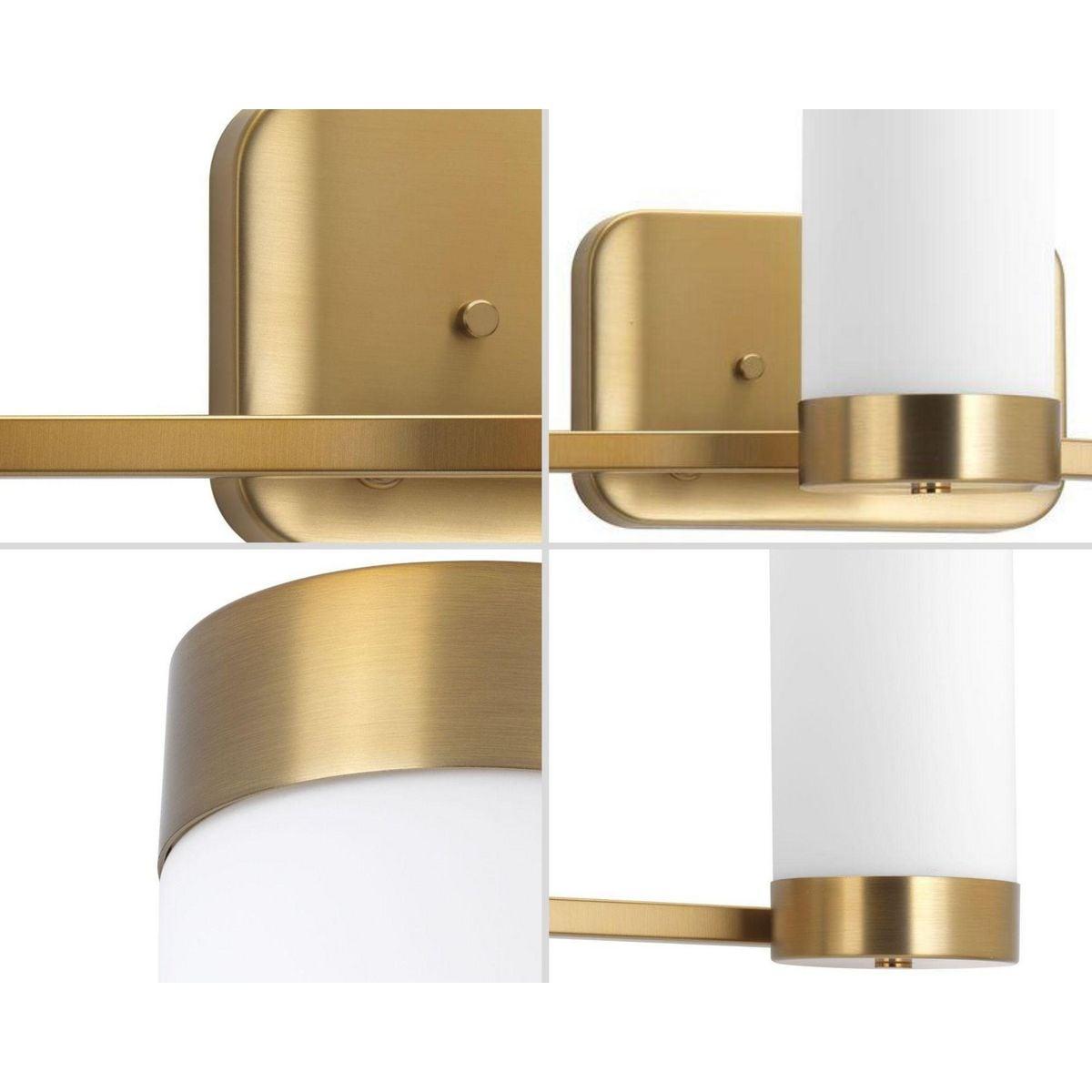 Progress Lighting Elevate 2-Light Bath in Brushed Bronze, Etched White Glass Shade, Steel Collection