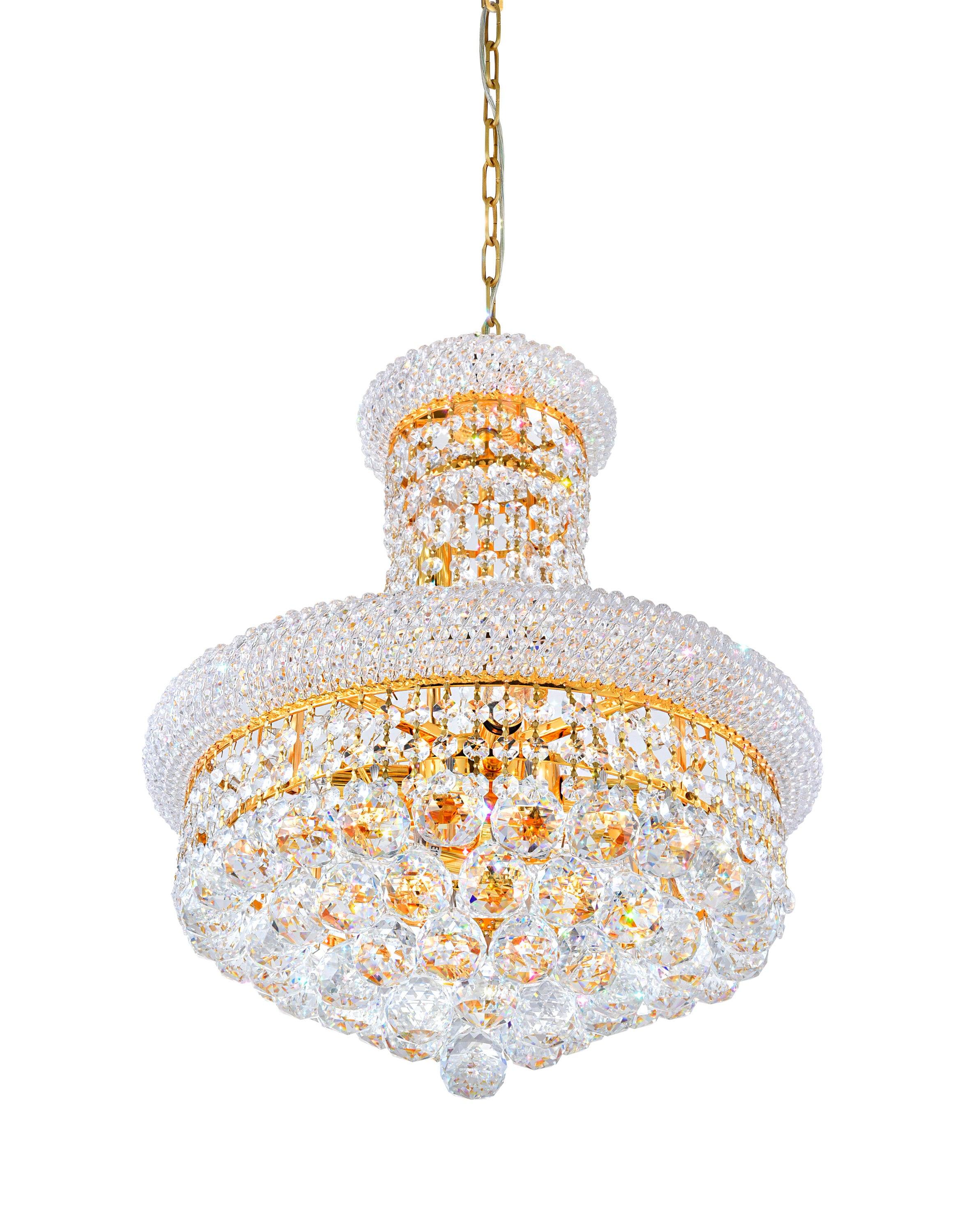 CWI Lighting Empire 8 Light Down Transitional Metal Chandelier in Gold