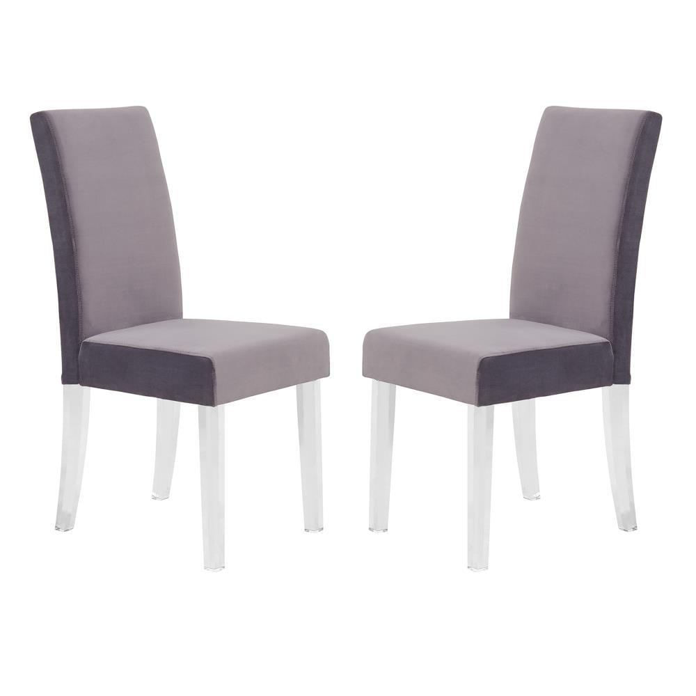 20 x 36 x 17 in. Dalia Modern & Contemporary Dining Chair, Gray Velvet with Acrylic Legs - Set of 2
