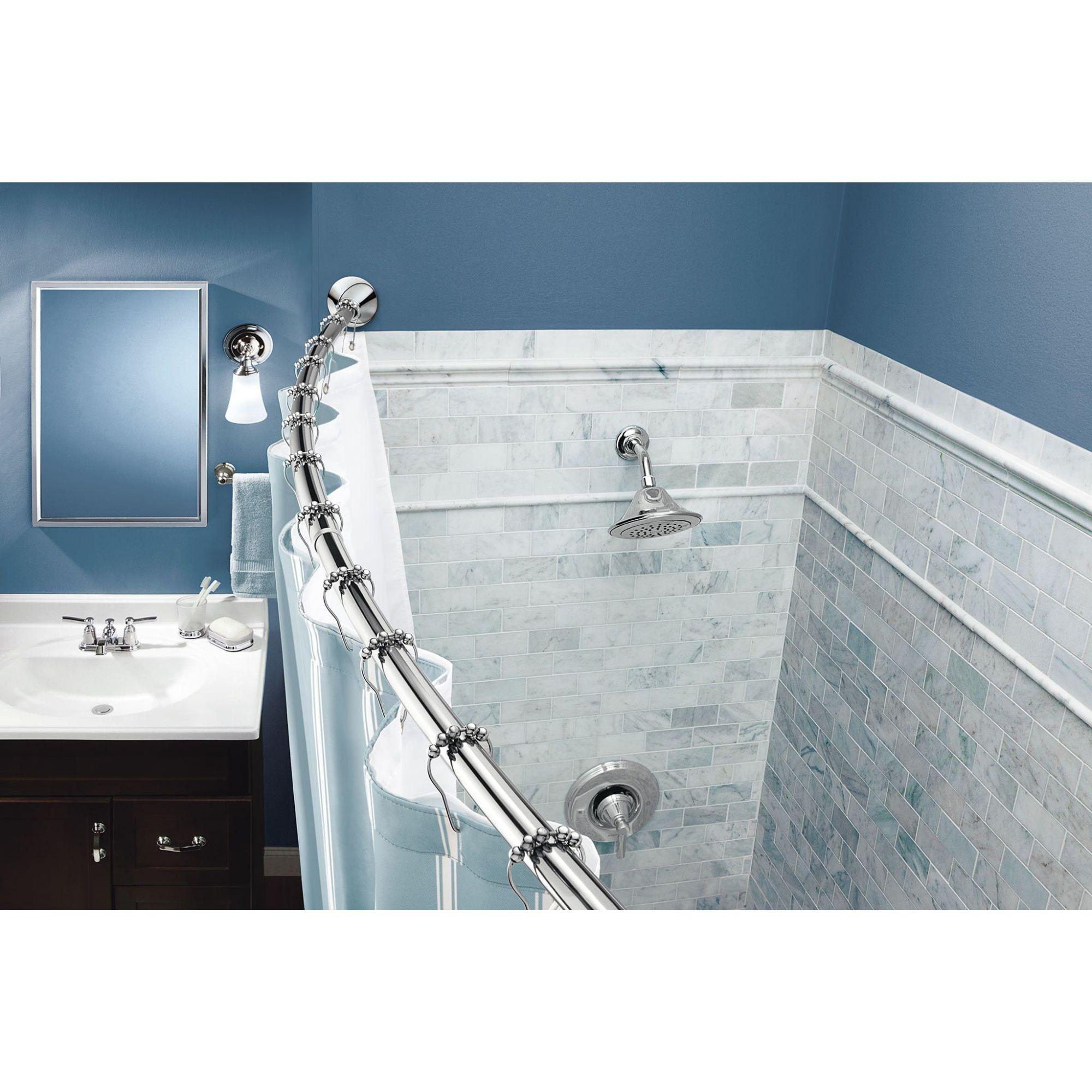 Moen 5-Foot Adjustable Tension Single Curved Shower Curtain Rod