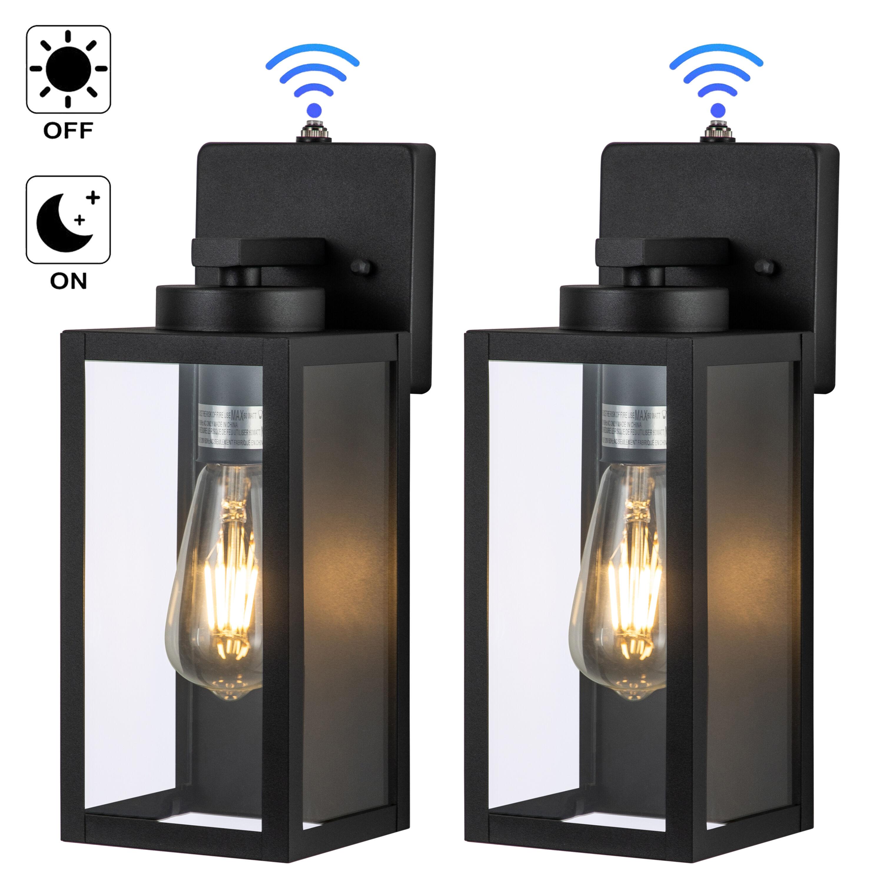 C Cattleya 2 Pack Matte Black Outdoor Wall Lights with Dusk to Dawn Sensor
