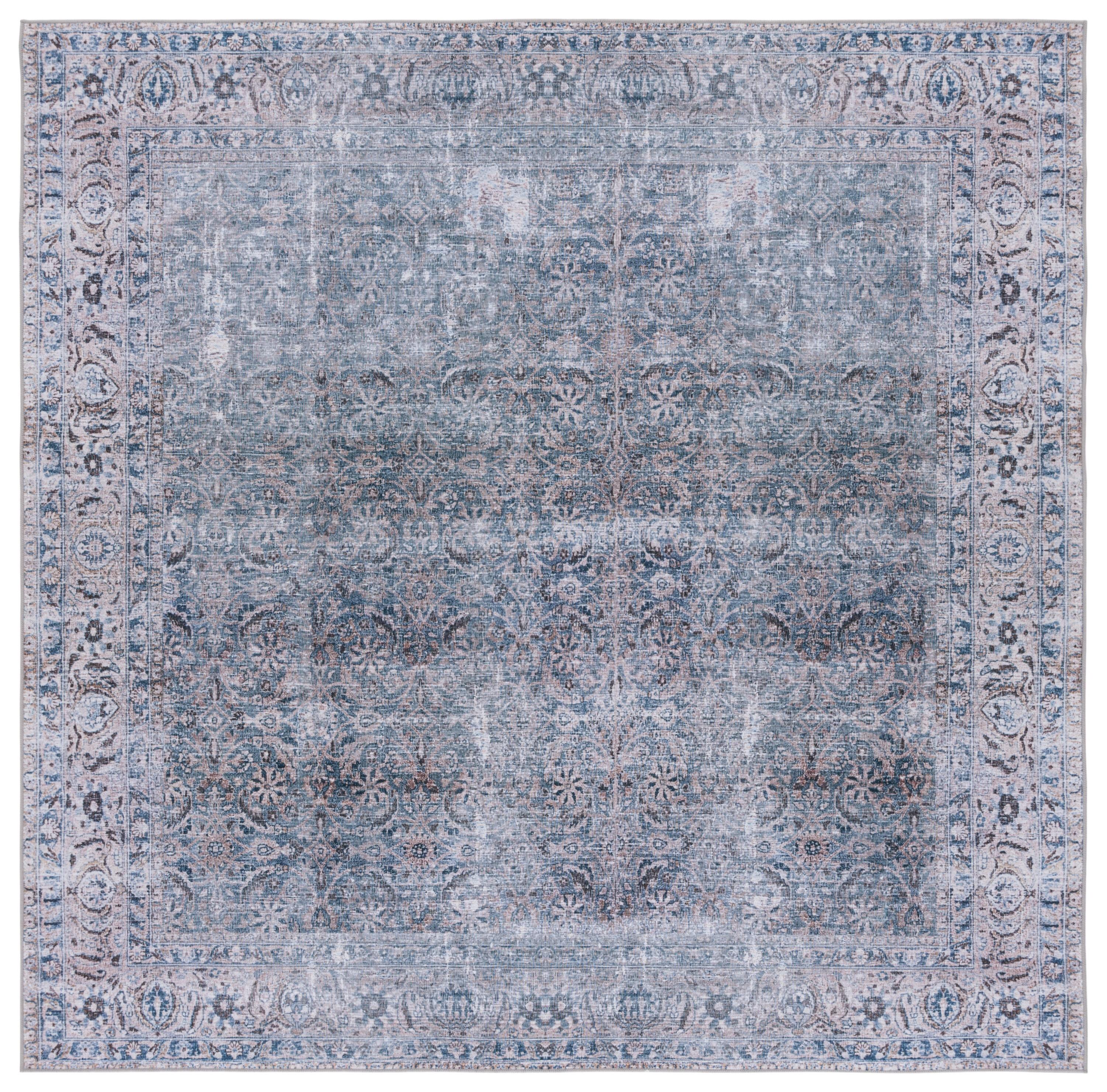 Tucson TSN134 Power Loomed Machine Washable Area Rug - Green Blue/Beige - 6'x6' - Safavieh.