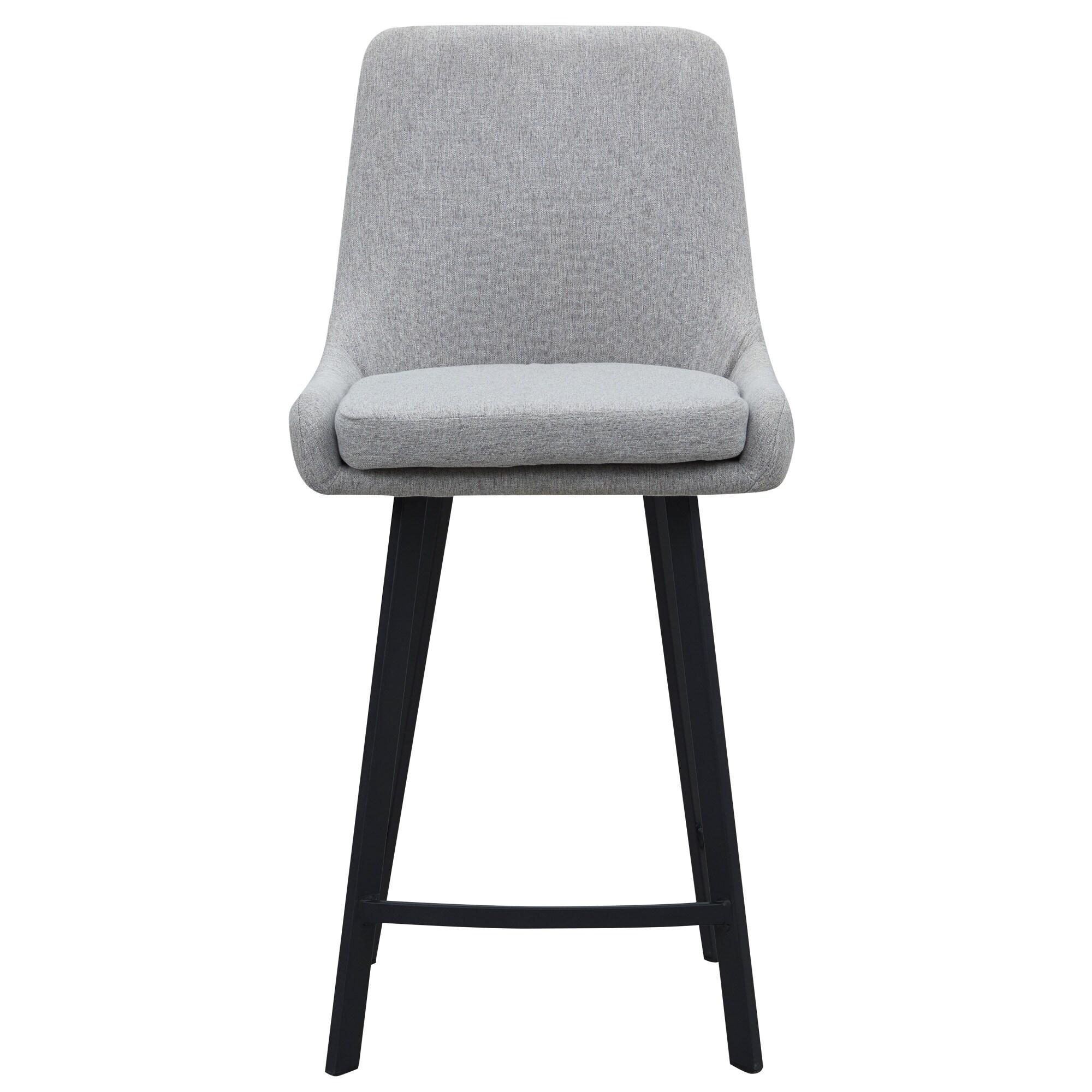 Leick Home Upholstered Back Counter Height Stool with Steel Base Set of 2 in Gray and Black