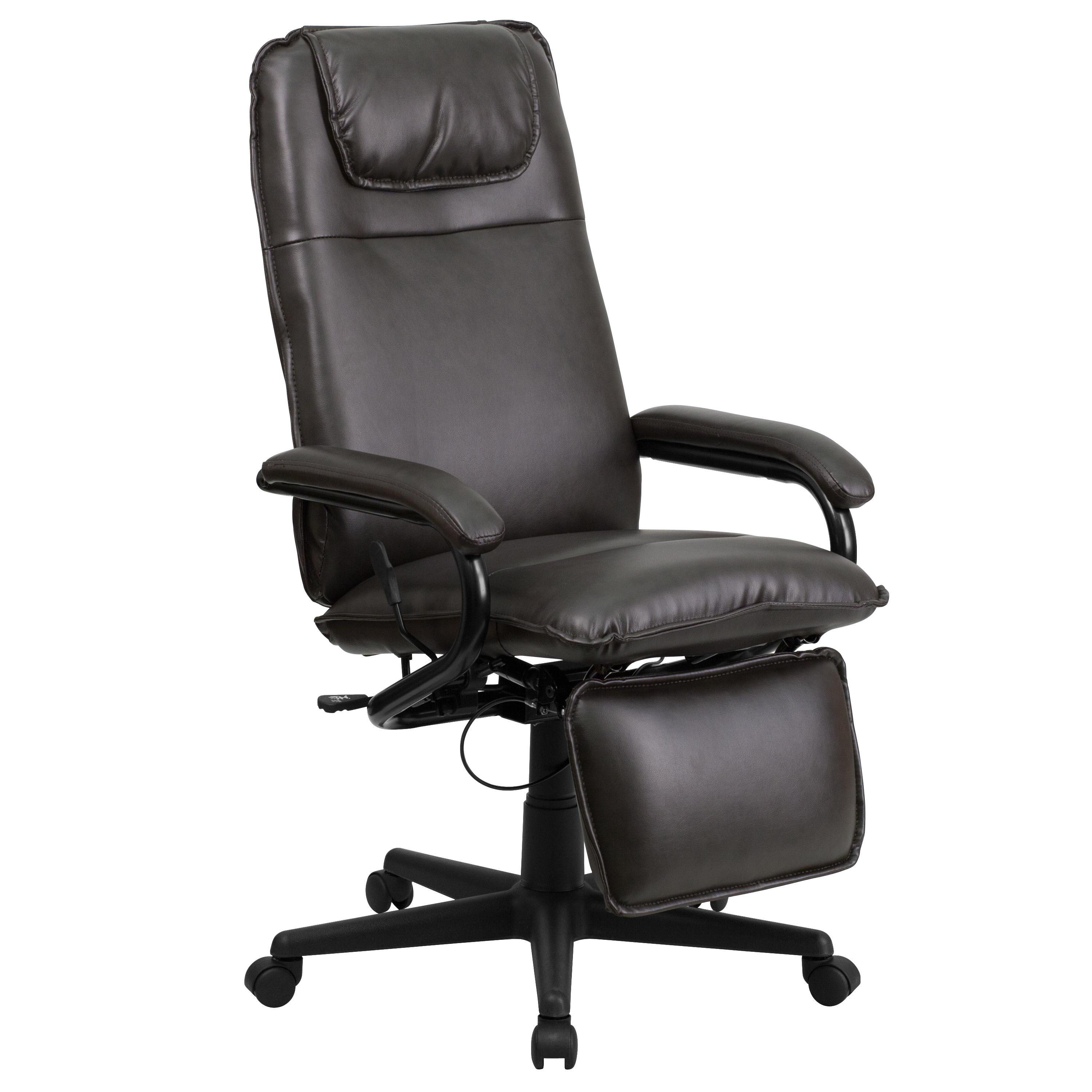 Flash Furniture High Back Brown LeatherSoft Executive Reclining Ergonomic Swivel Office Chair with Arms