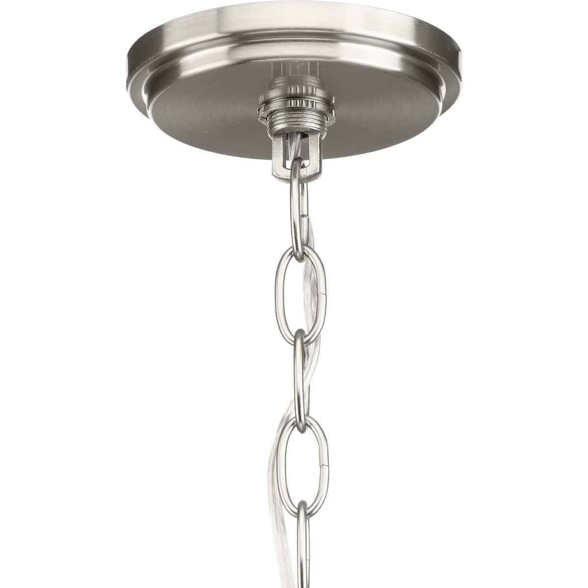 Progress Lighting, Classic Collection, 1-Light Pendant, Brushed Nickel, Etched Glass Shade