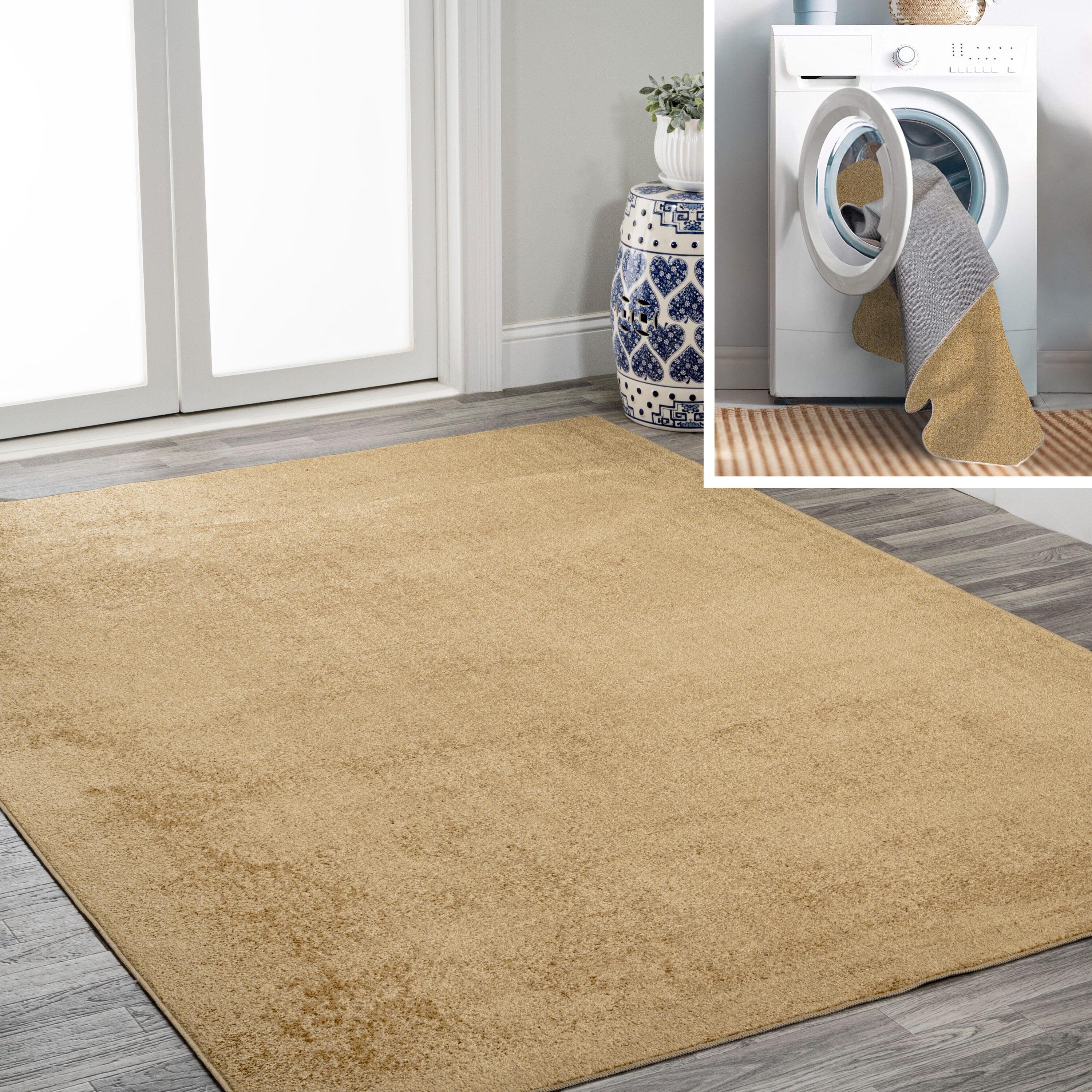 JONATHAN Y Twyla Classic Solid Low-Pile Machine-Washable Yellow 5 ft. x 8 ft. Area Rug