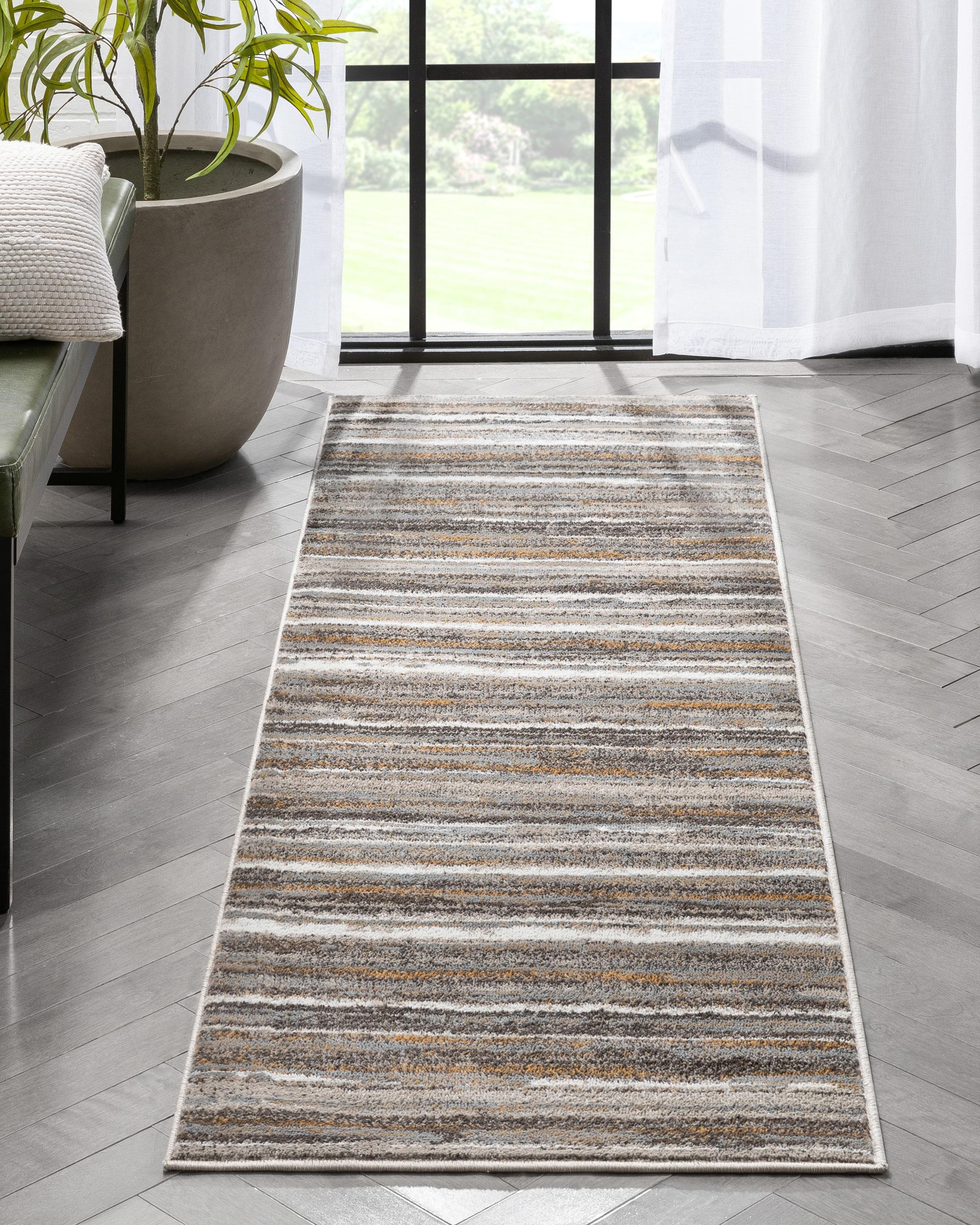 Wade Logan® Chimene Makai Modern Abstract Striped Gray Rug