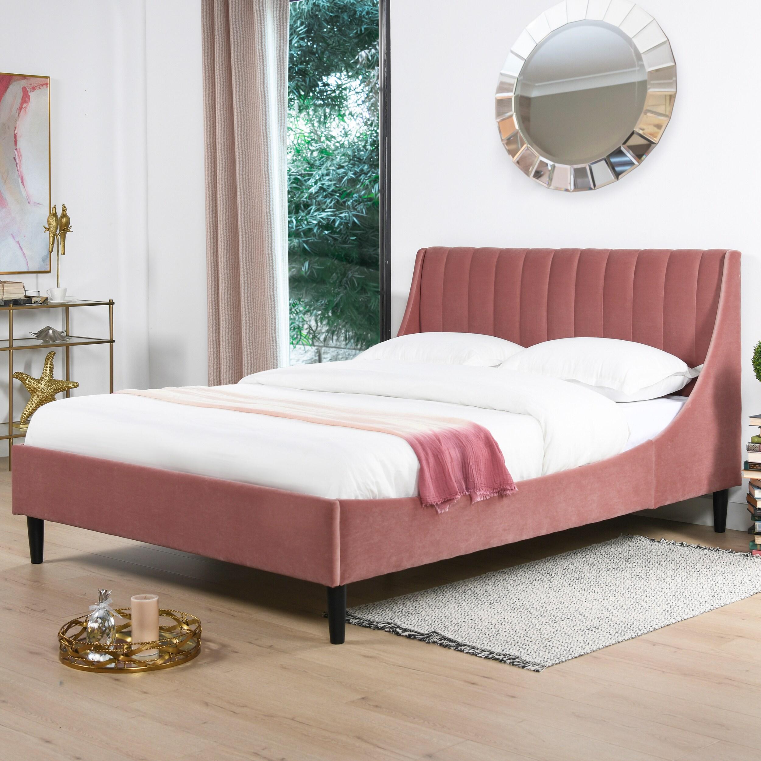 Sandy Wilson Home Aspen Upholstered Platform Bed Queen Ash Rose
