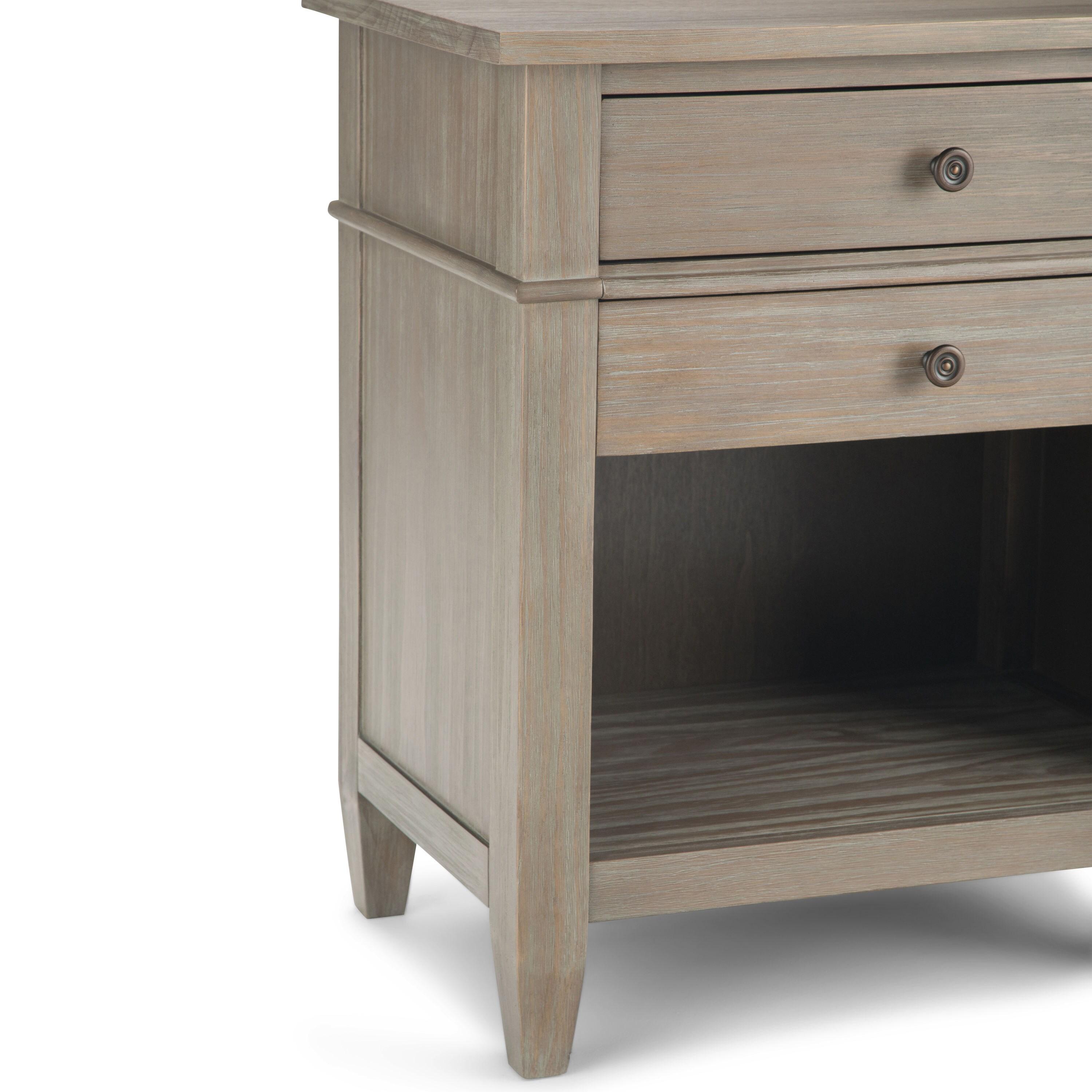 Simpli Home Carlton Solid Wood Bedside Table In Distressed Grey