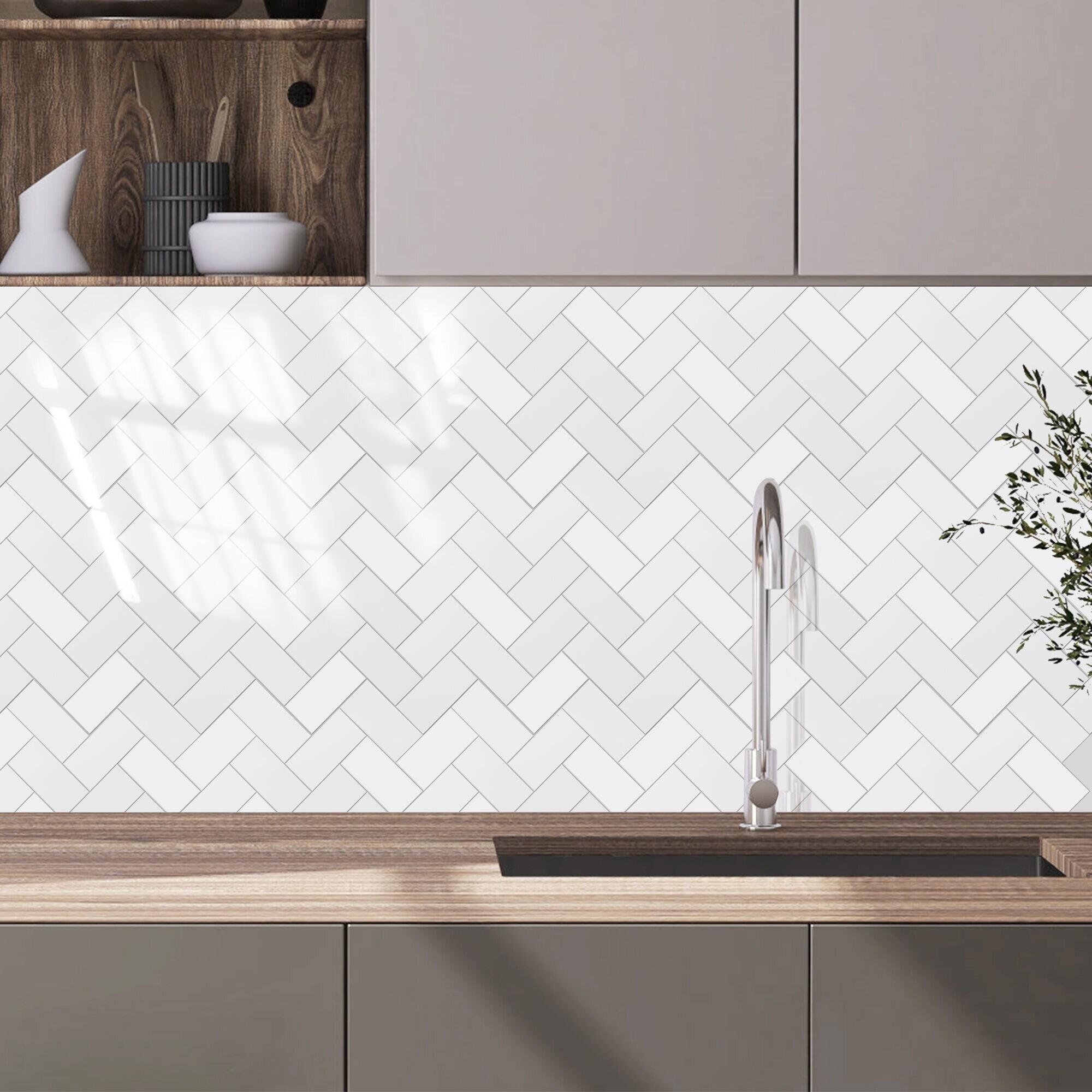 LuxySplash Drita 12-in x 18-in Ultra-Glossy Stone Composite Peel and Stick Wall Tile (3-sq. ft/ Carton)