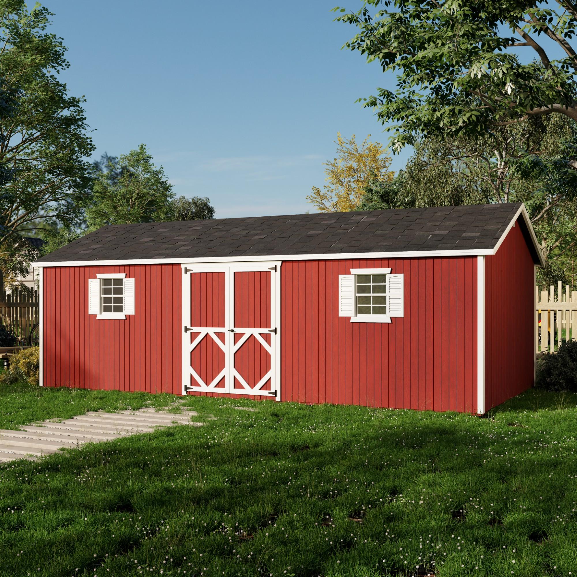 Little Cottage Co. 12x24 Classic Workshop Shed with Operable Windows, Outdoor Wood Storage Do-It-Yourself Precut Kit