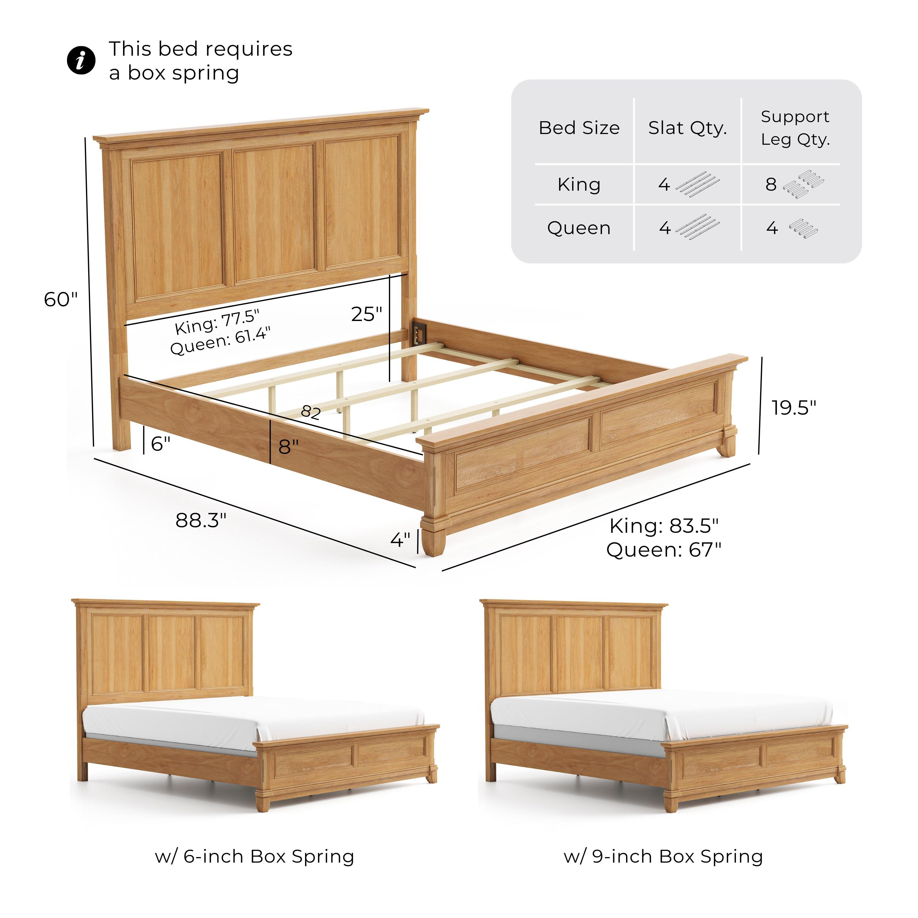 Furniture of America Stratford Solid Wood Queen Panel Bed, Natural Oak