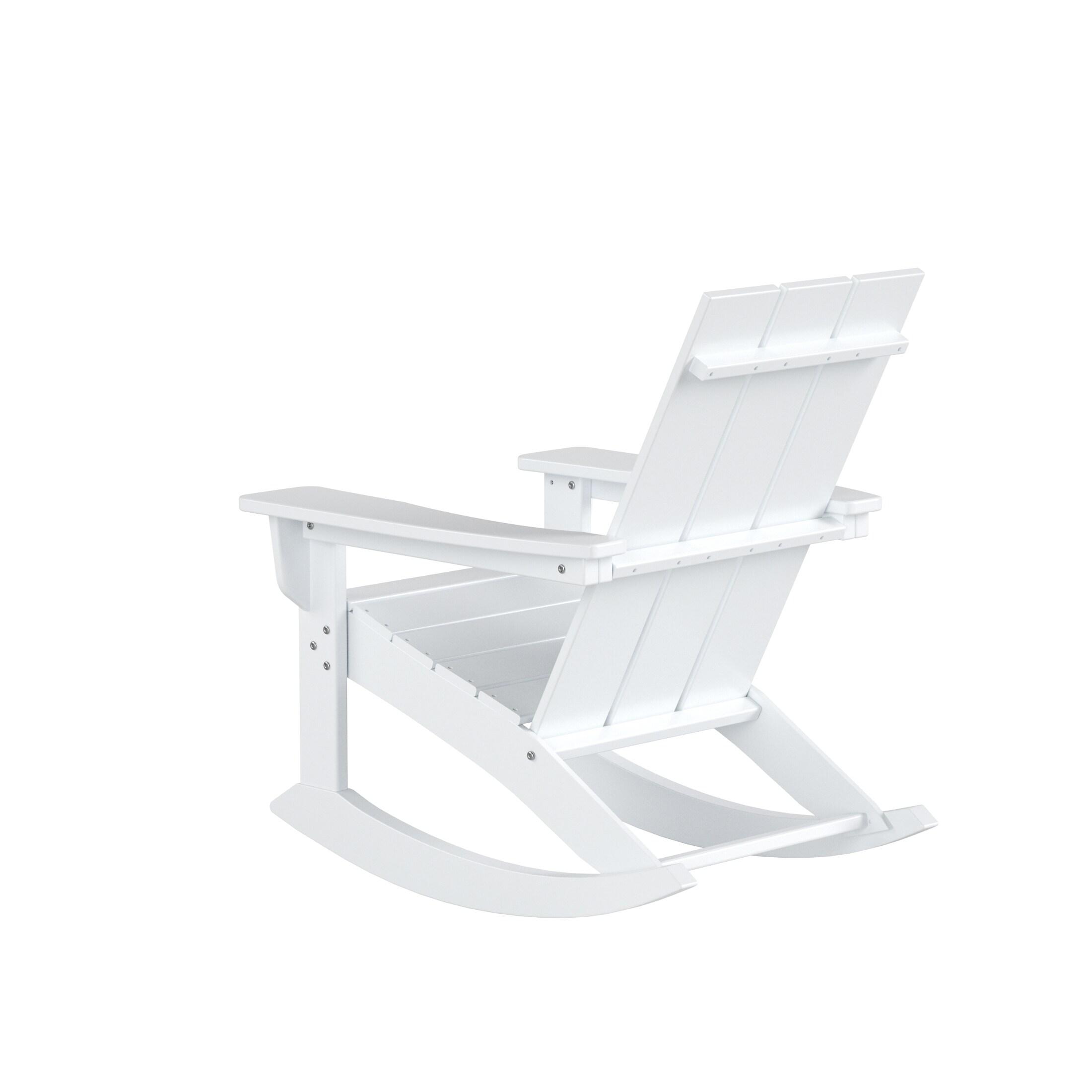 Polytrends  Shoreside Modern Eco-Friendly All Weather Poly Adirondack Rocking Chair White