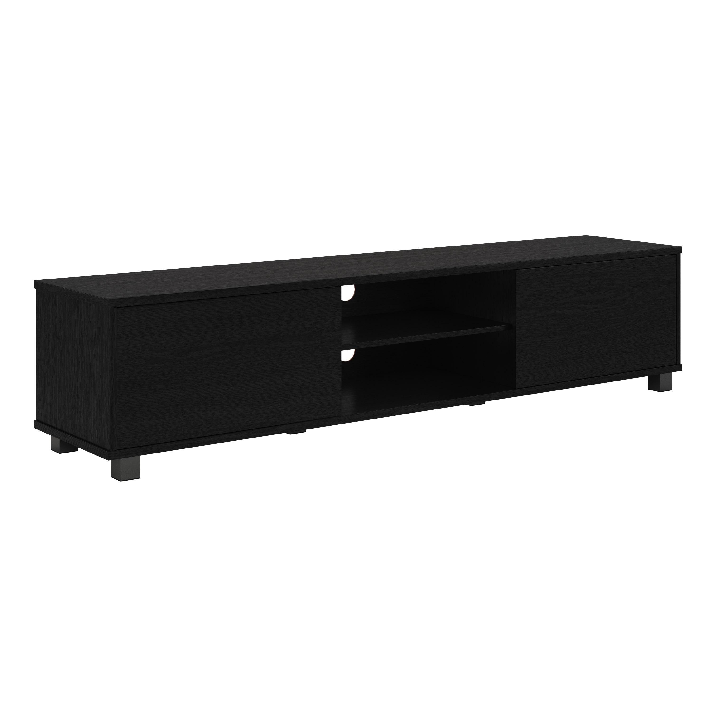 CorLiving Hollywood TV Stand for TVs up to 85" Black: Modern Console, Adjustable Shelves, MDF Frame