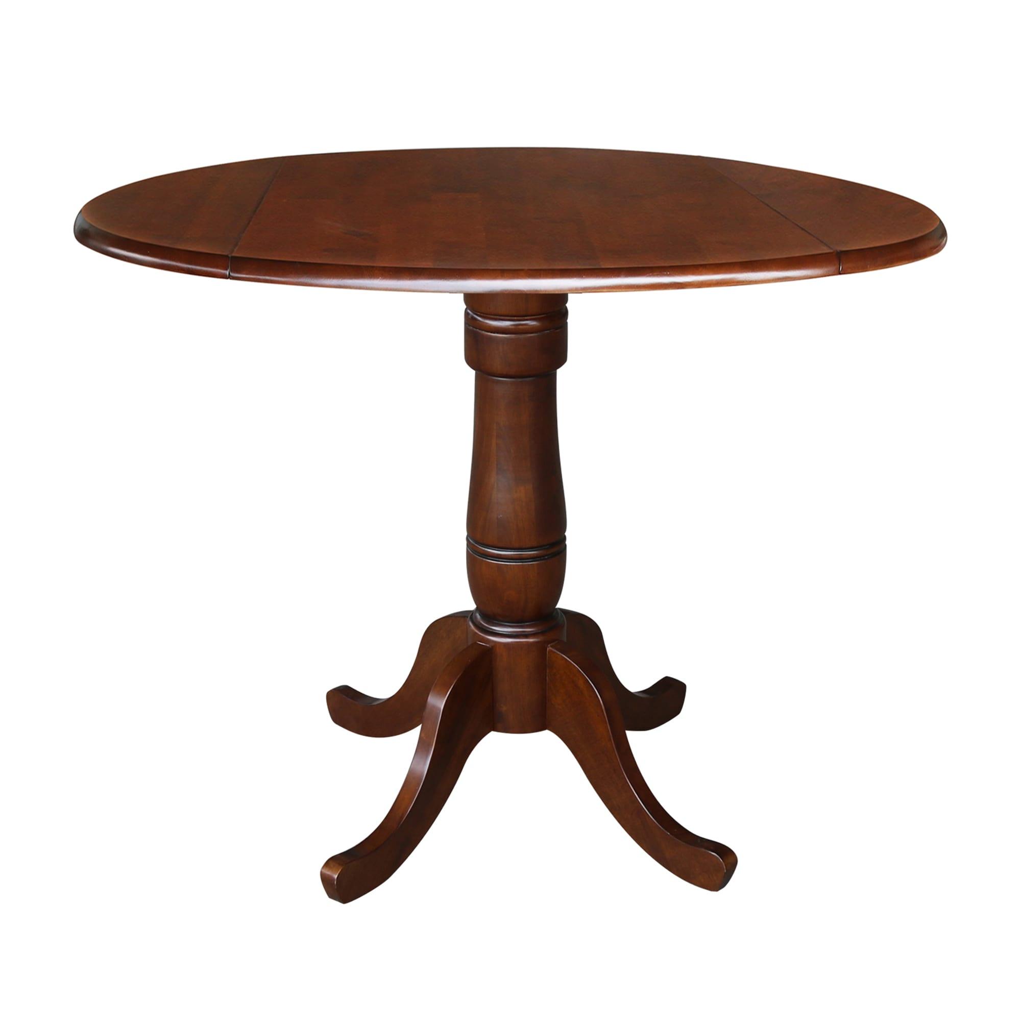 International Concepts 42 inches Round Pedestal Gathering Height Table with Two Counter Height Stools, Espresso