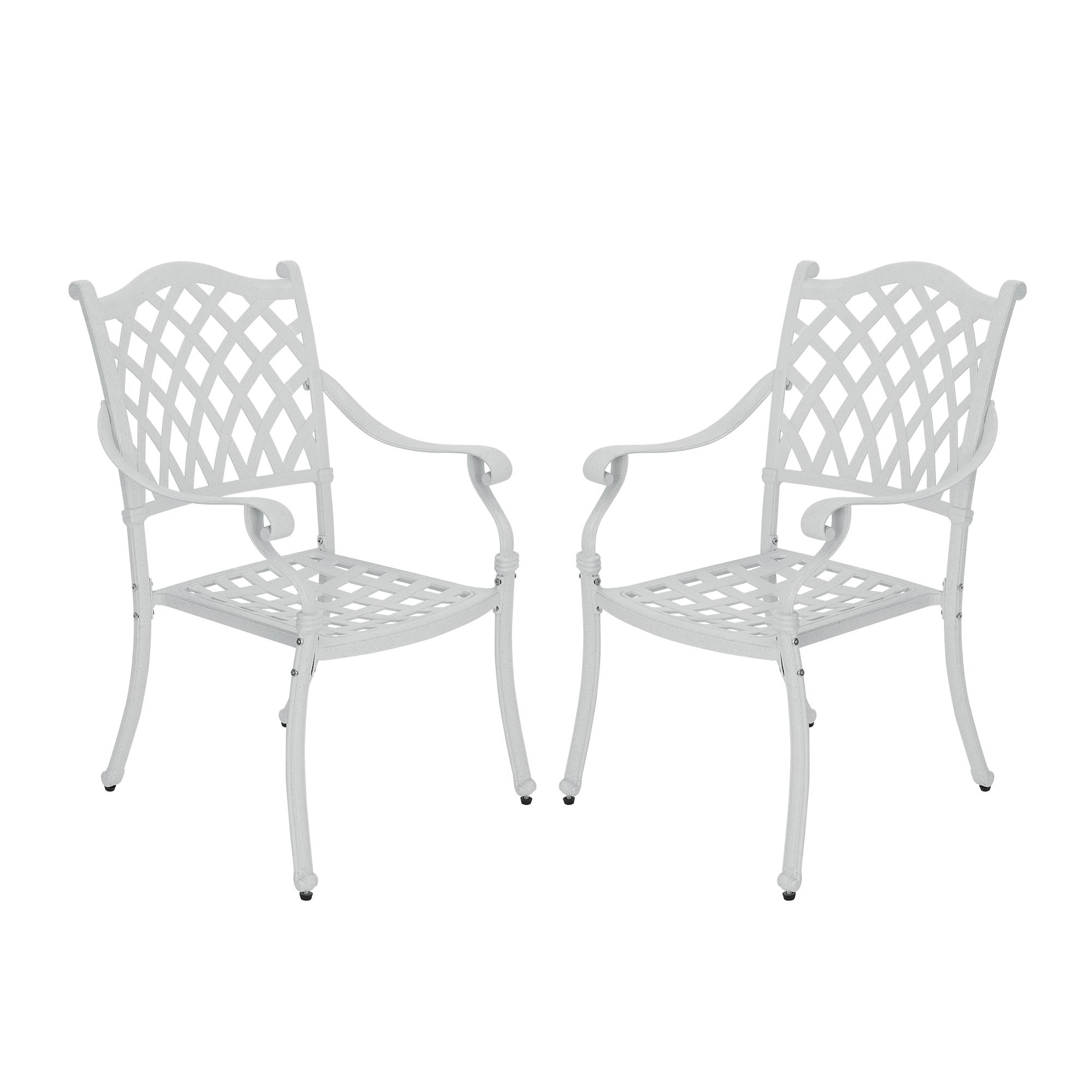 Pittman Outdoor Cast Aluminum Arm Chair, Set of 2, White