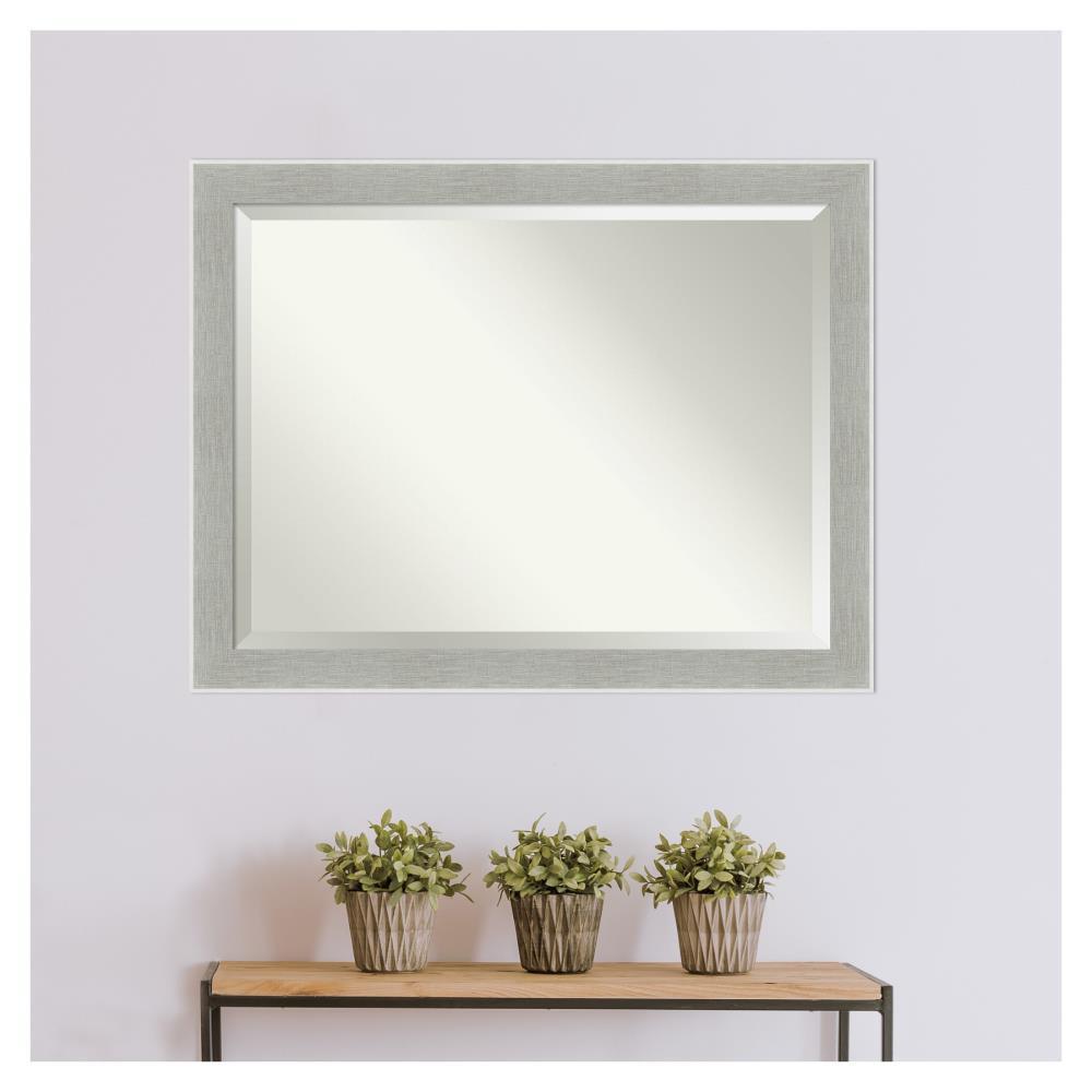23" x 29" Glam Framed Bathroom Vanity Wall Mirror Linen Gray - Amanti Art: Modern, Beveled, Wall-Mounted